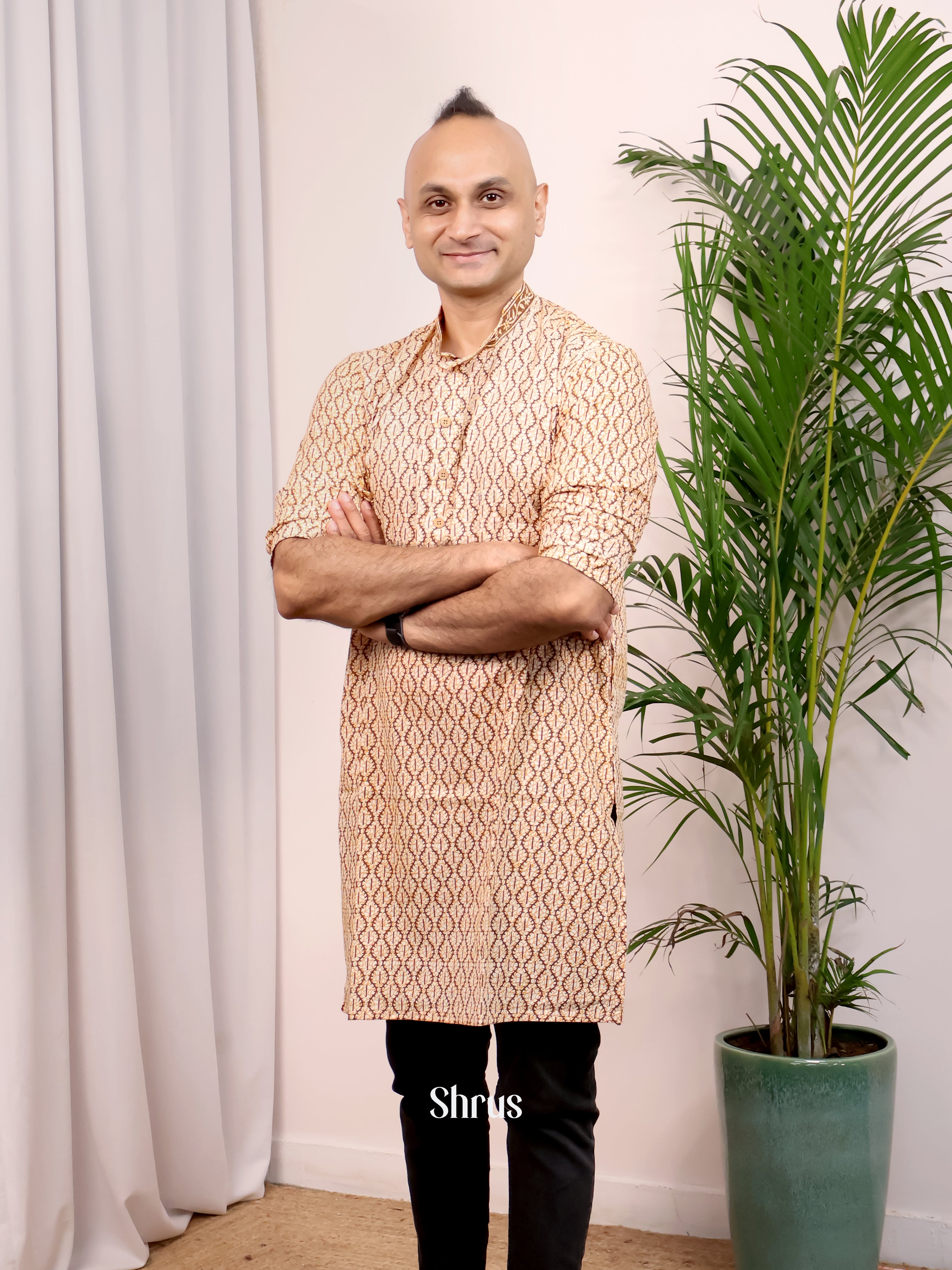 Cream - Readymade Mens Kurta