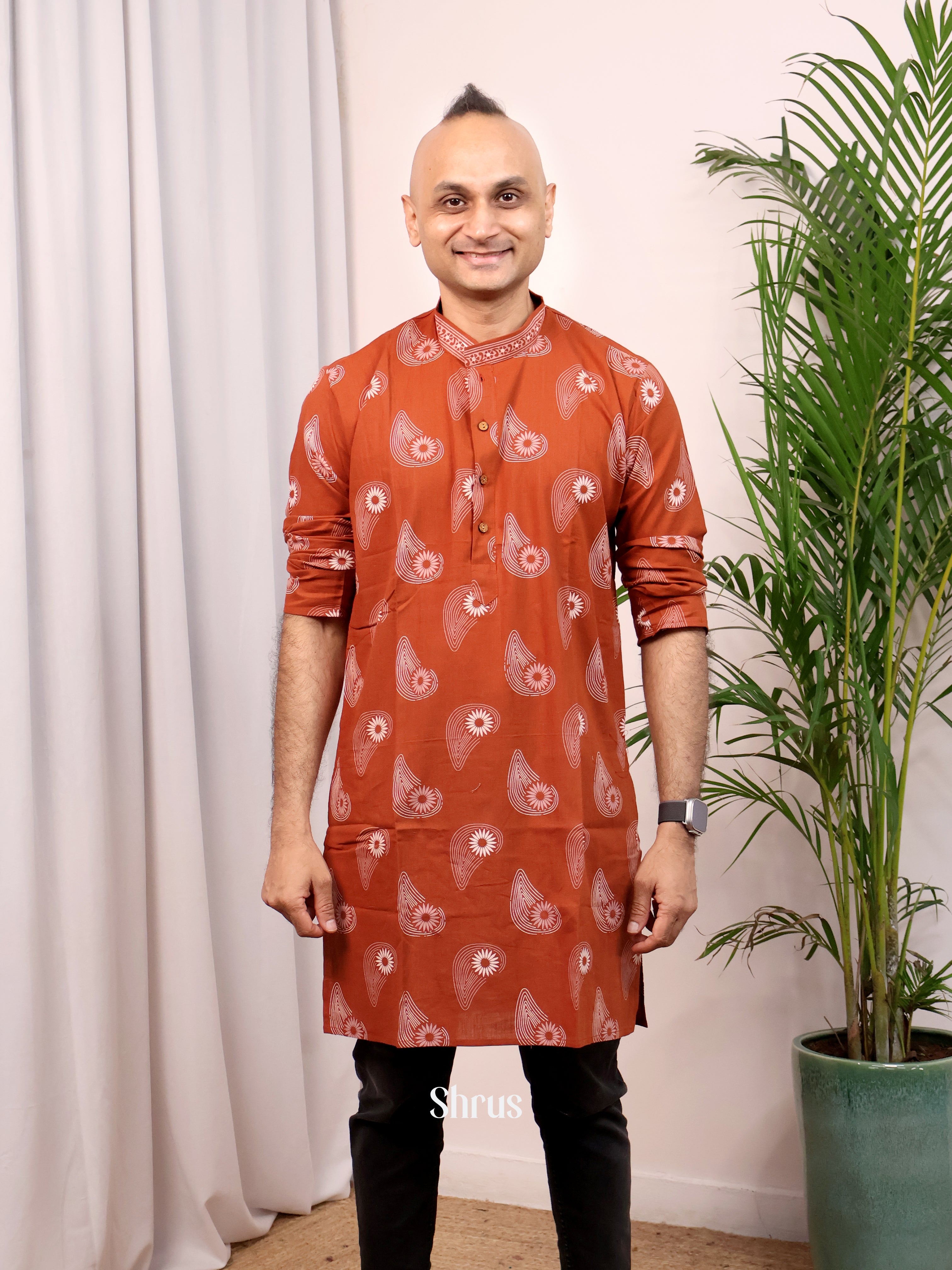 Brick- Readymade Mens Kurta