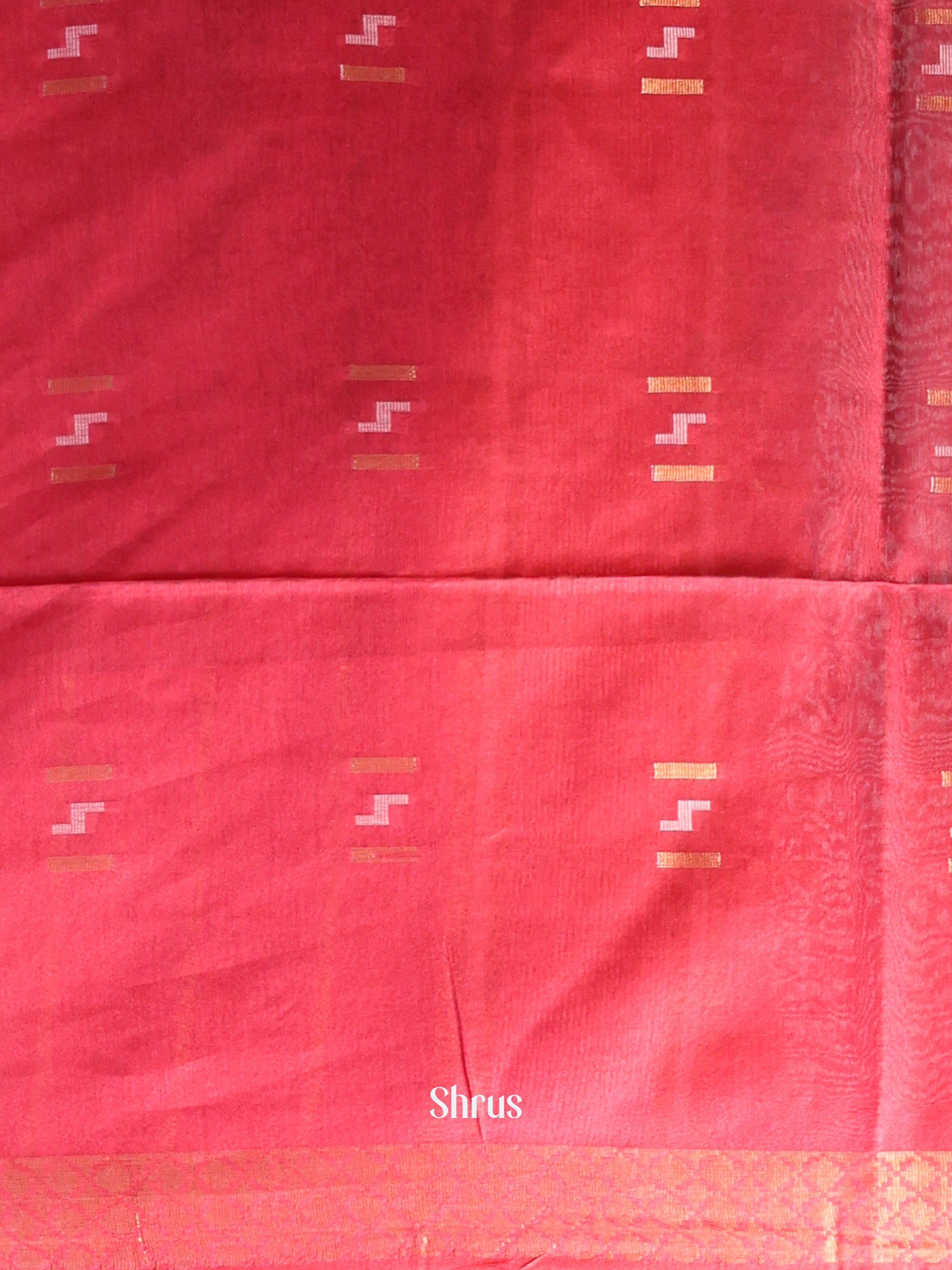 Grey & Red - Semi Tussar Saree