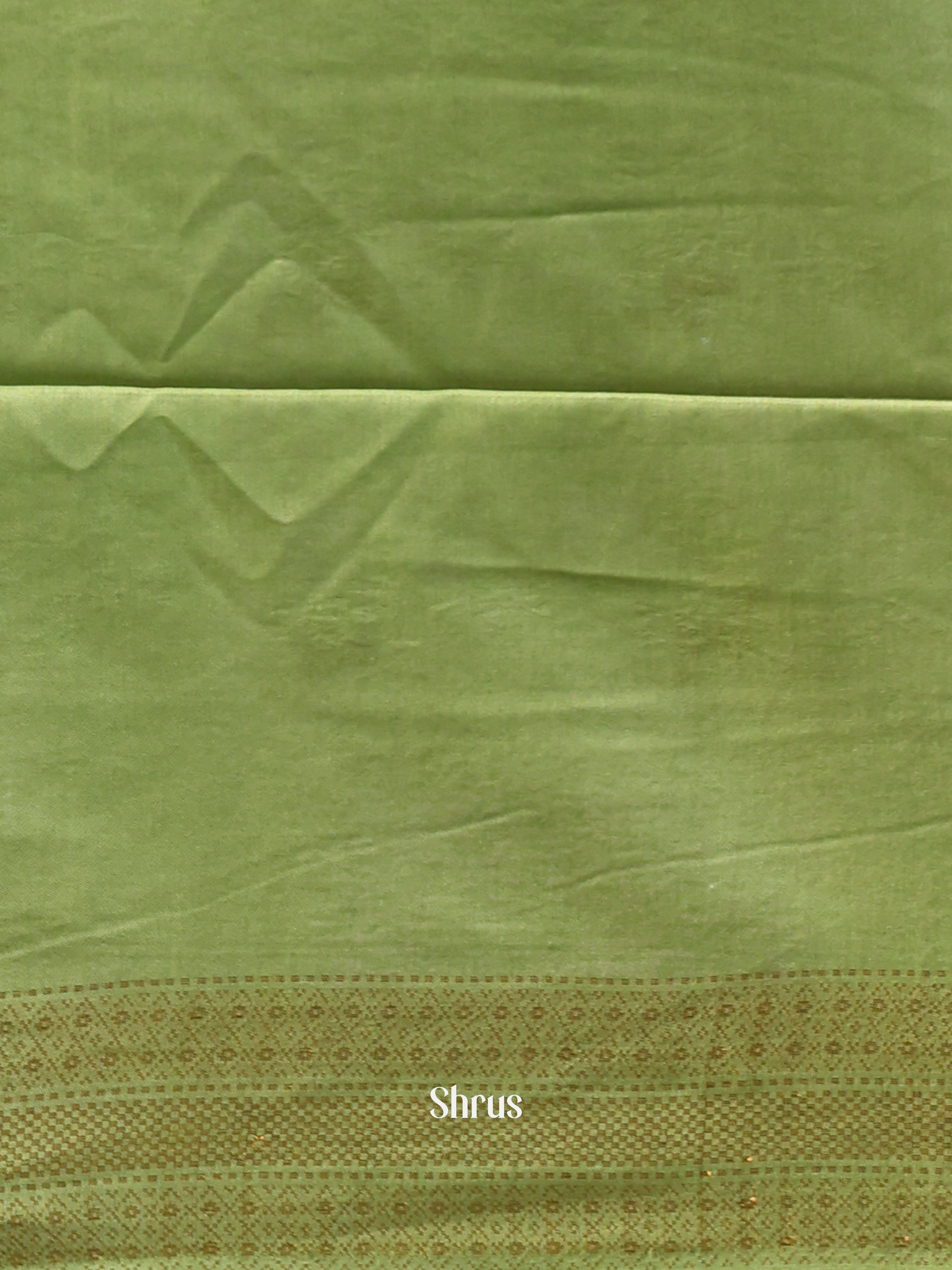 Orangish Red & Green- Semi Tussar Saree