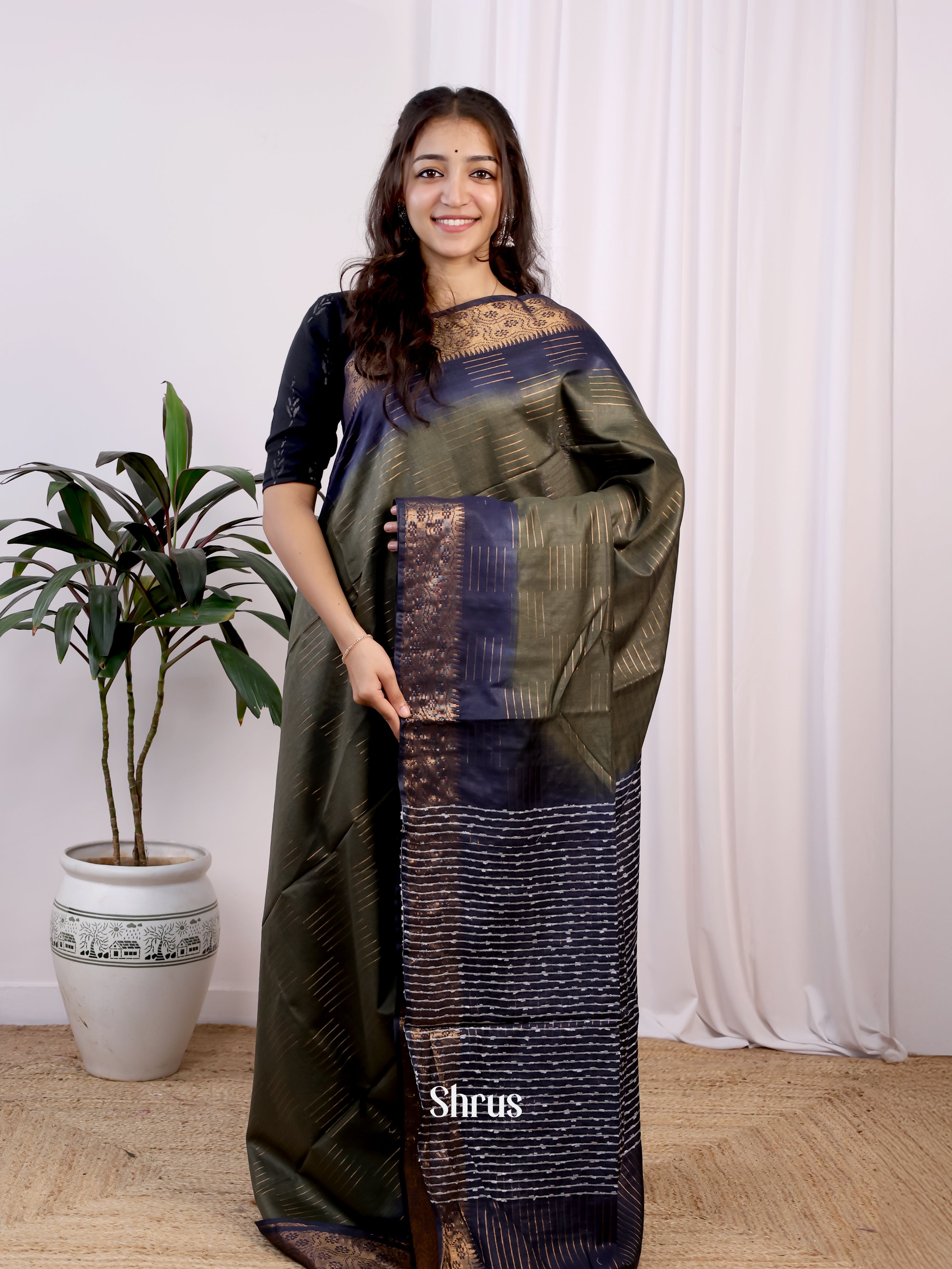 Chutney Green & Blue- Semi Tussar Saree