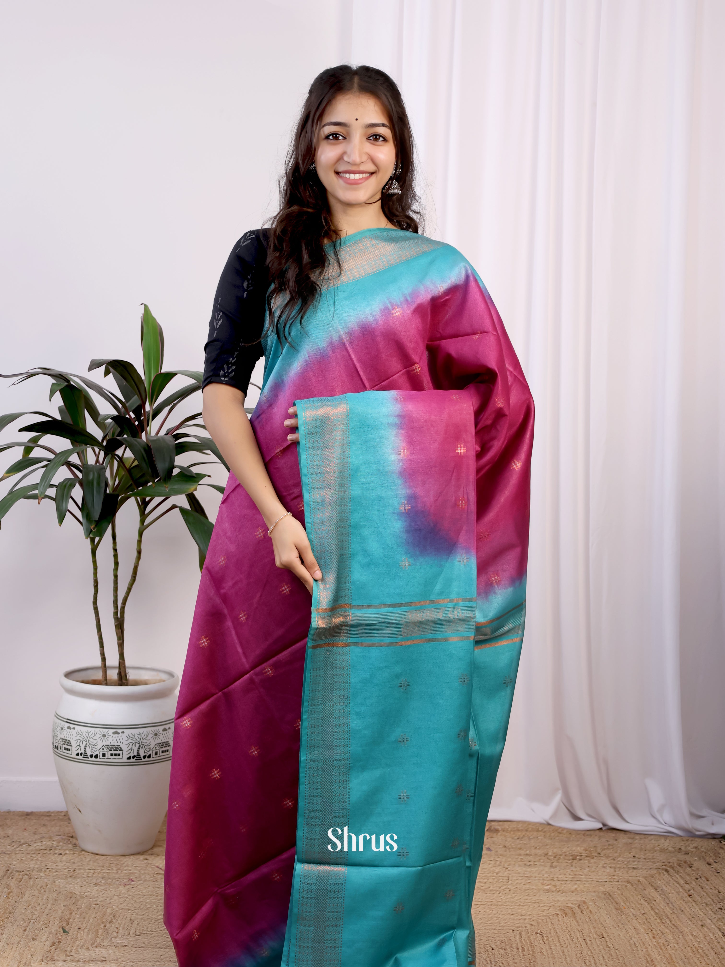 CJS23356- Semi Tussar Saree - Shop on Shrus.com