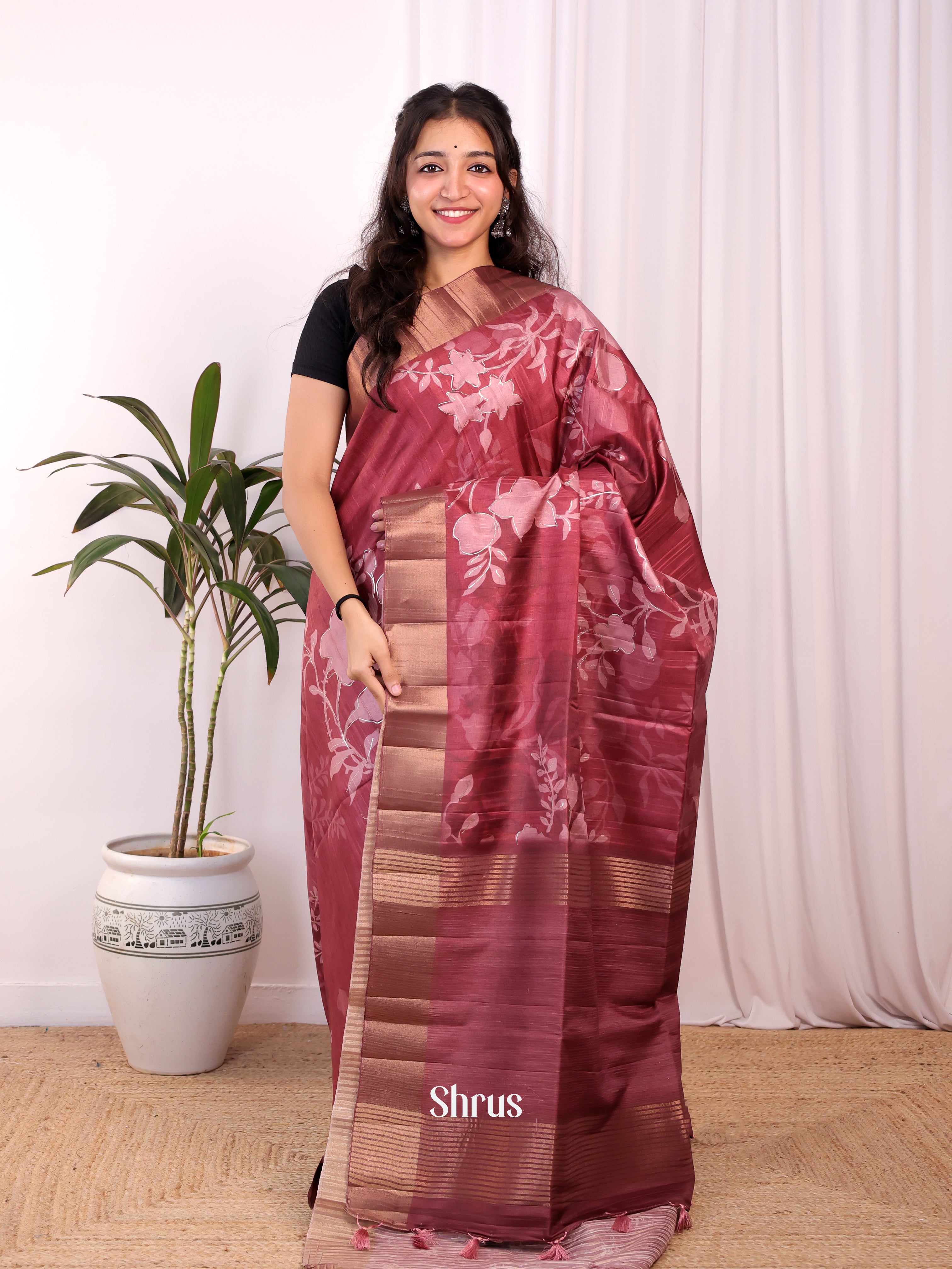 Maroon - Moonga Saree