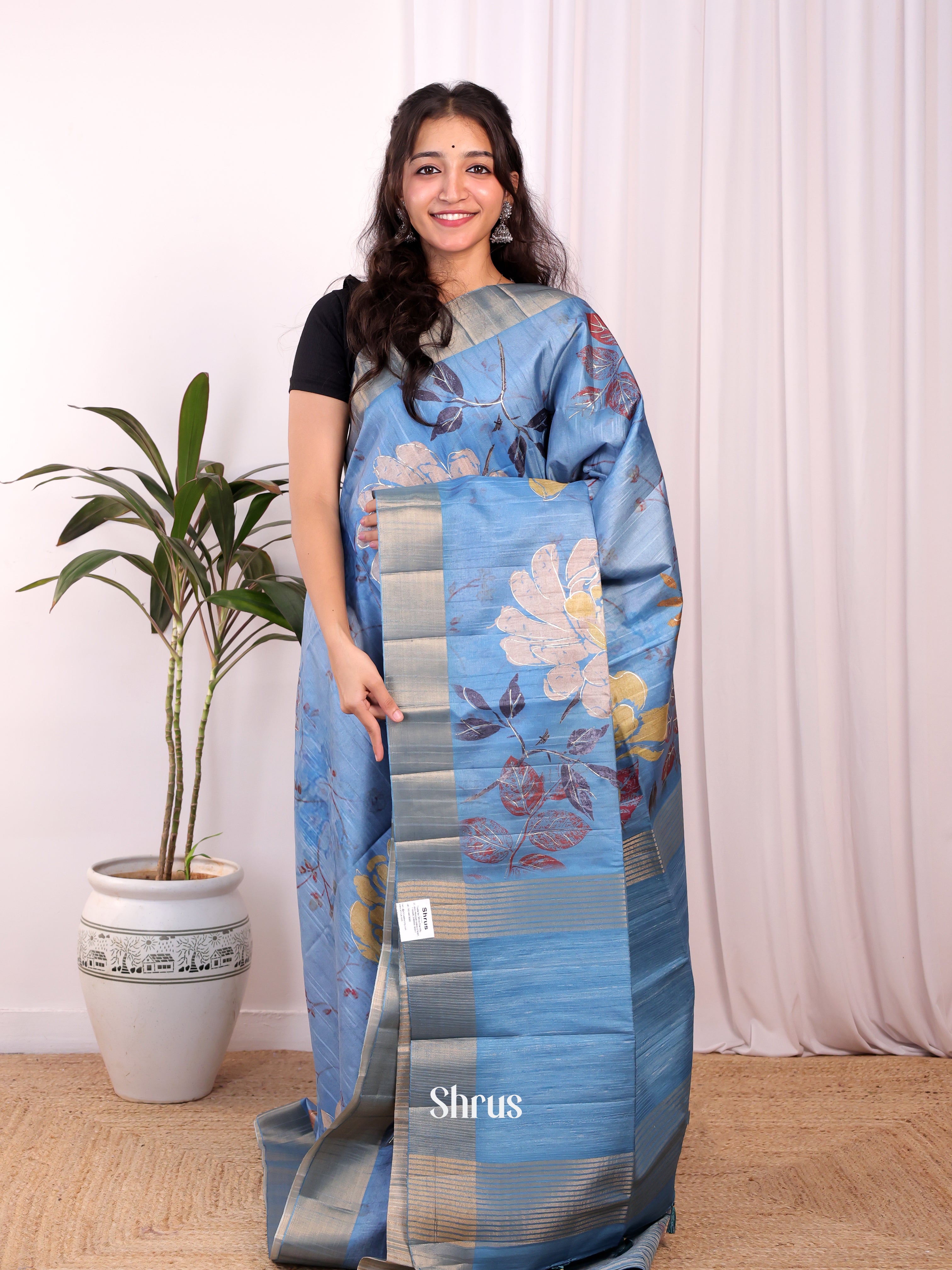 Blue  - Moonga Saree