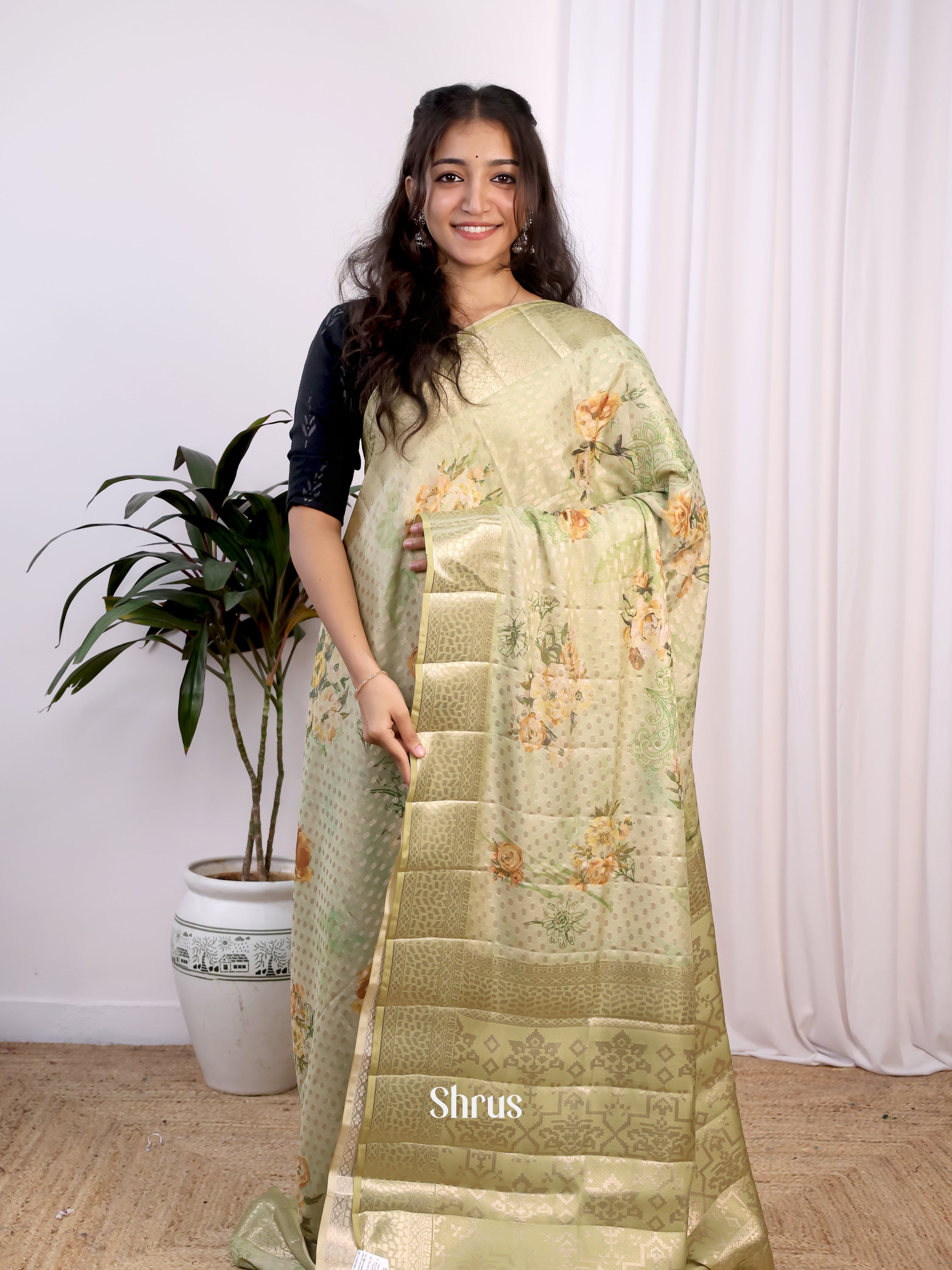 Lite Green - Printed chanderi Saree