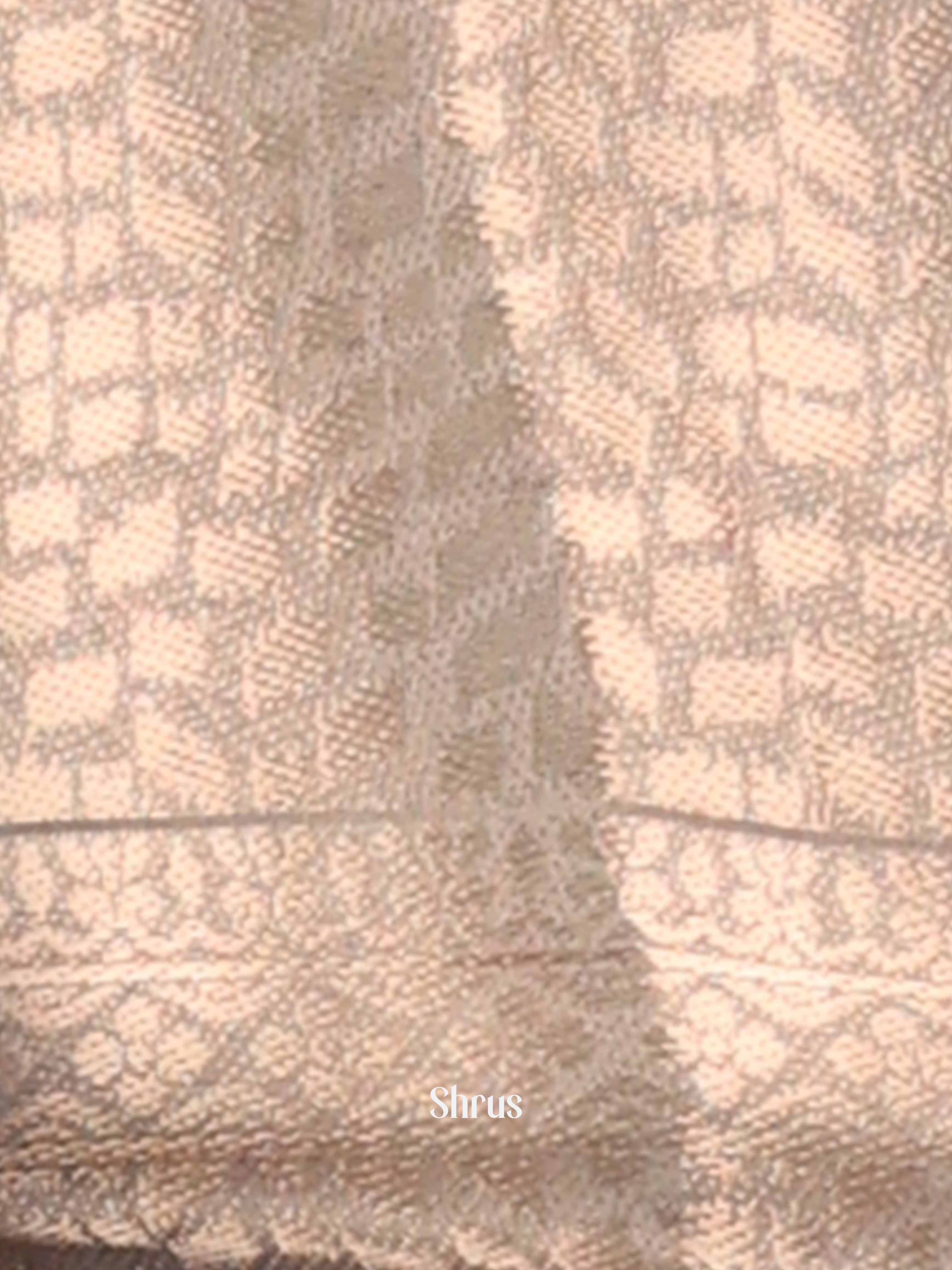 Cream & Grey - Printed chanderi Saree