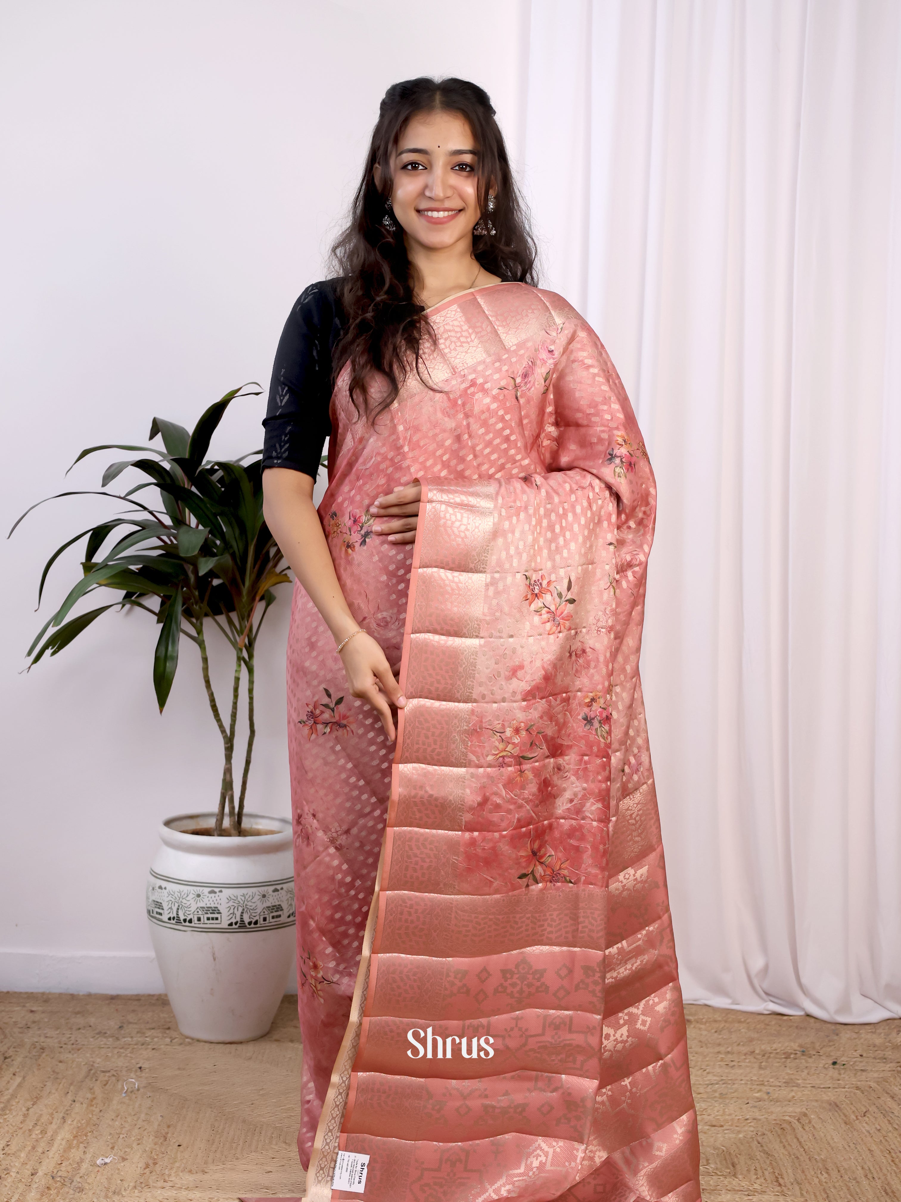 CJS24299 - Printed chanderi Saree - Shop on Shrus.com
