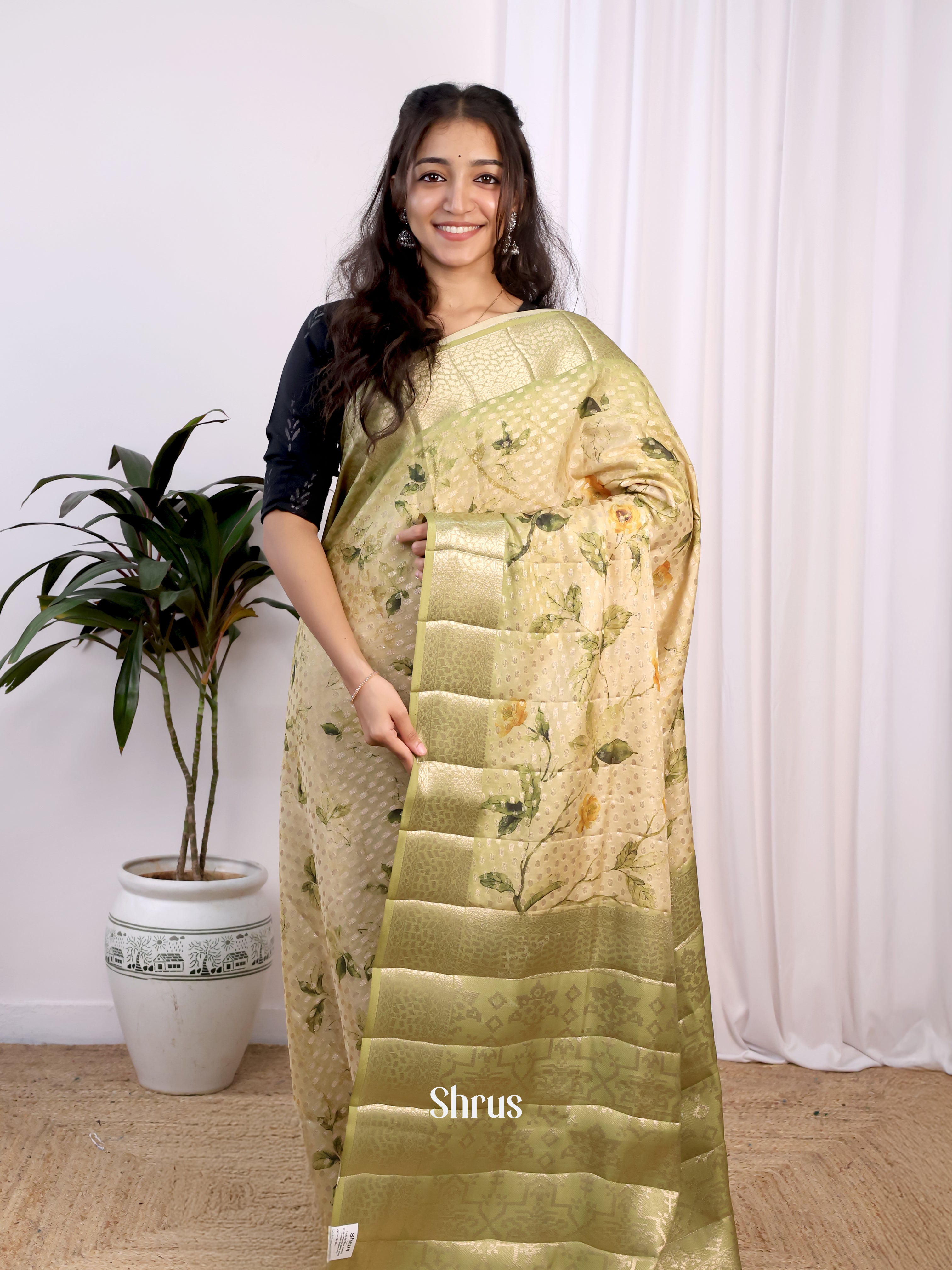 Lite Green - Printed chanderi Saree