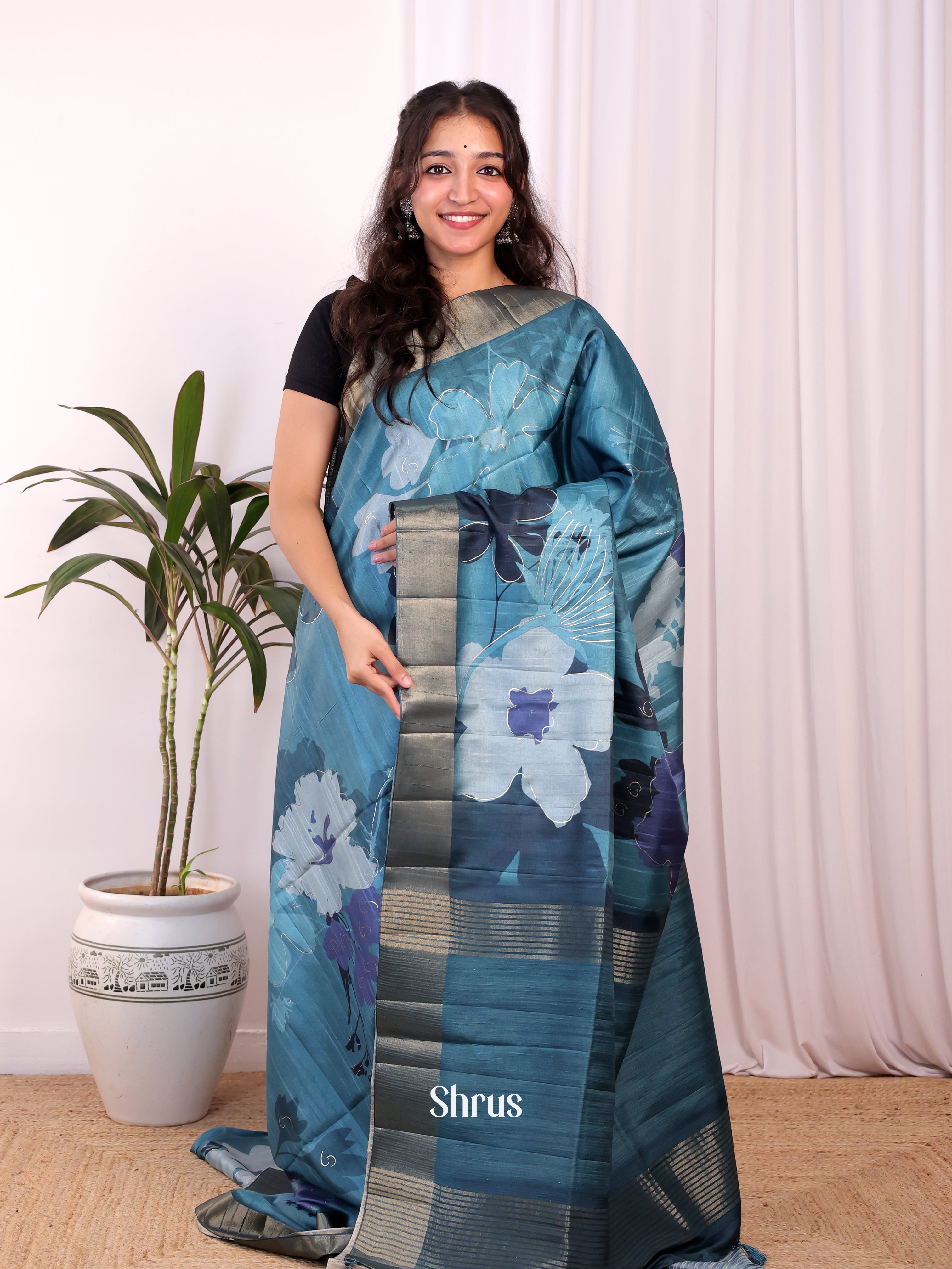 Blue  - Moonga Saree