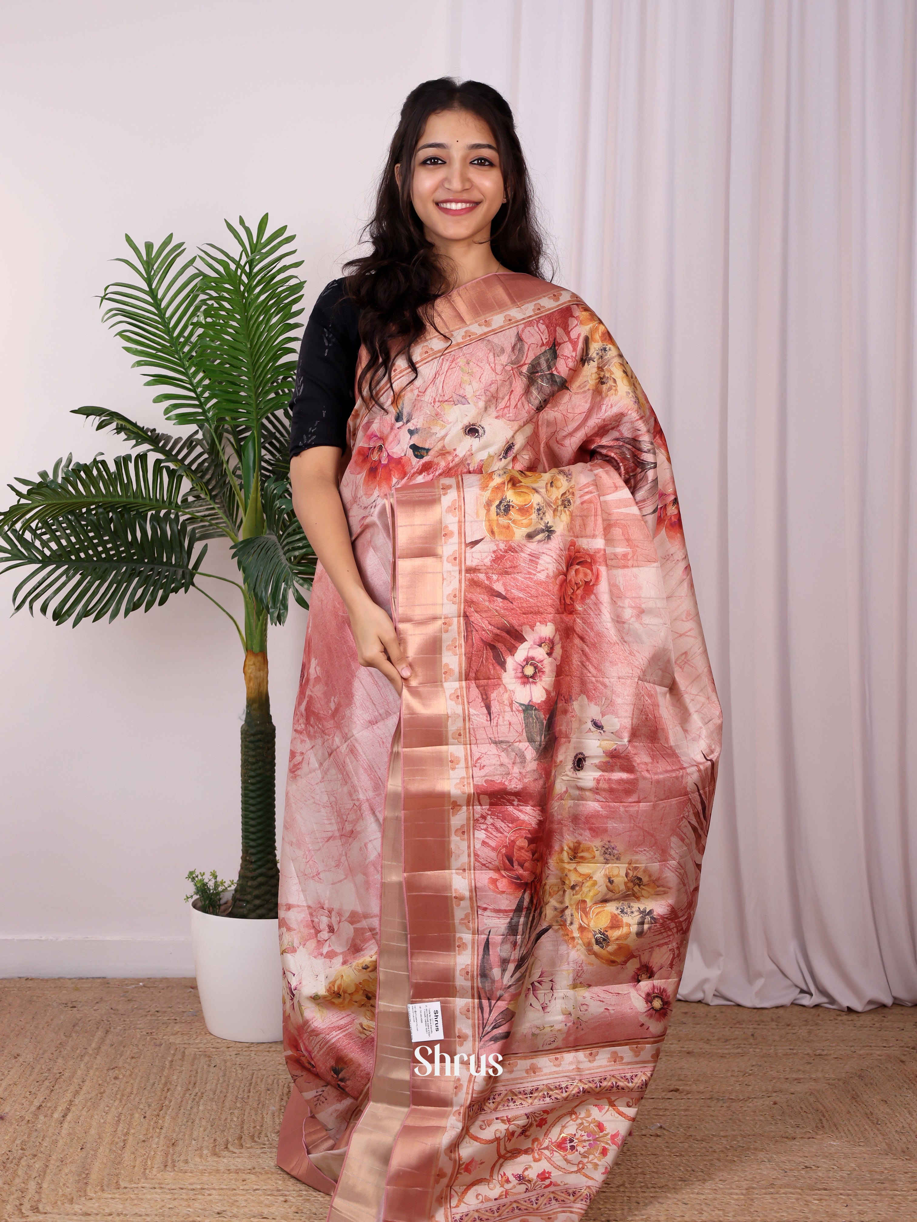 Dusty Pink - Semi Tussar Saree