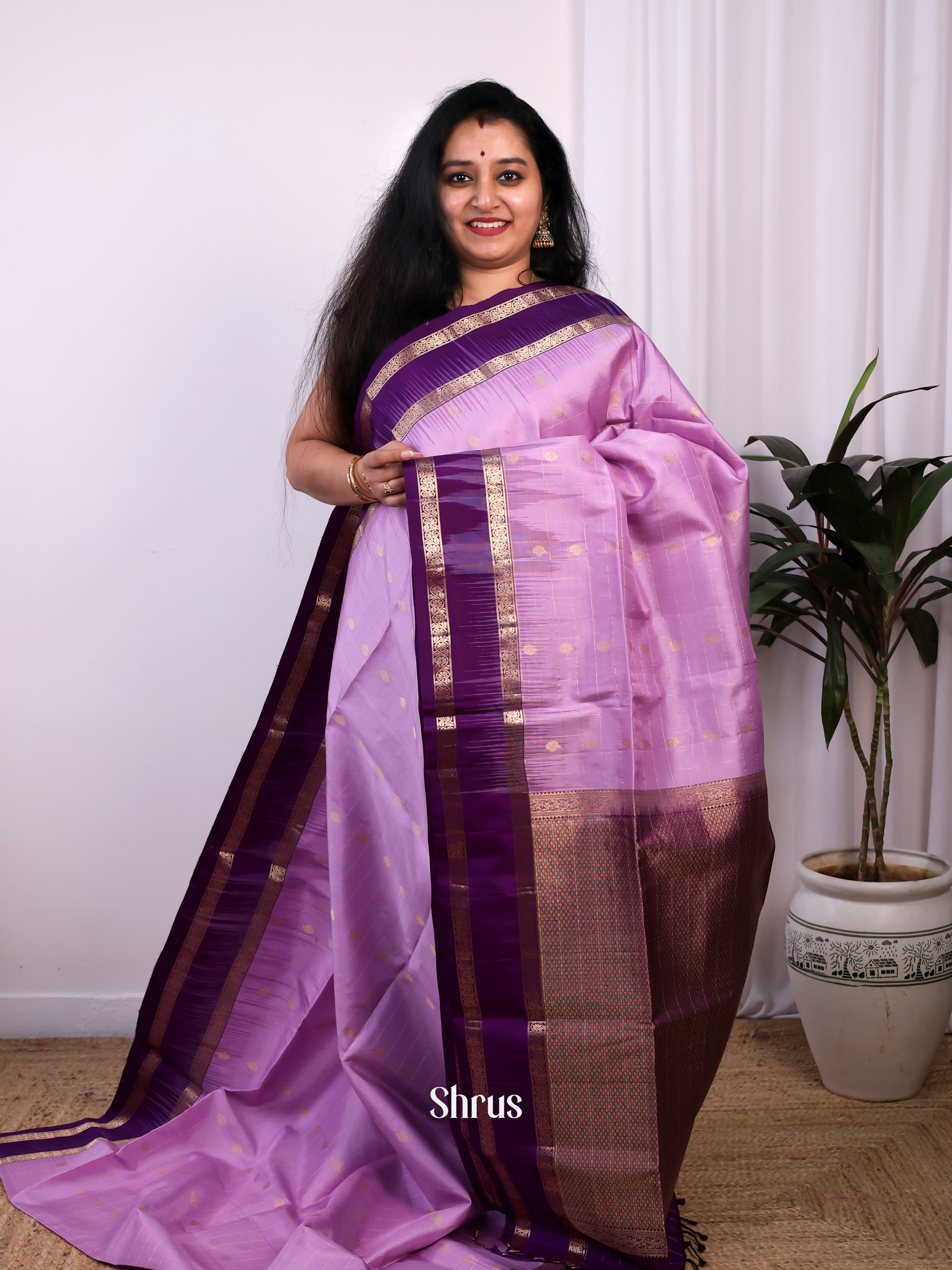 Lavender & Purple - Soft Silk Saree