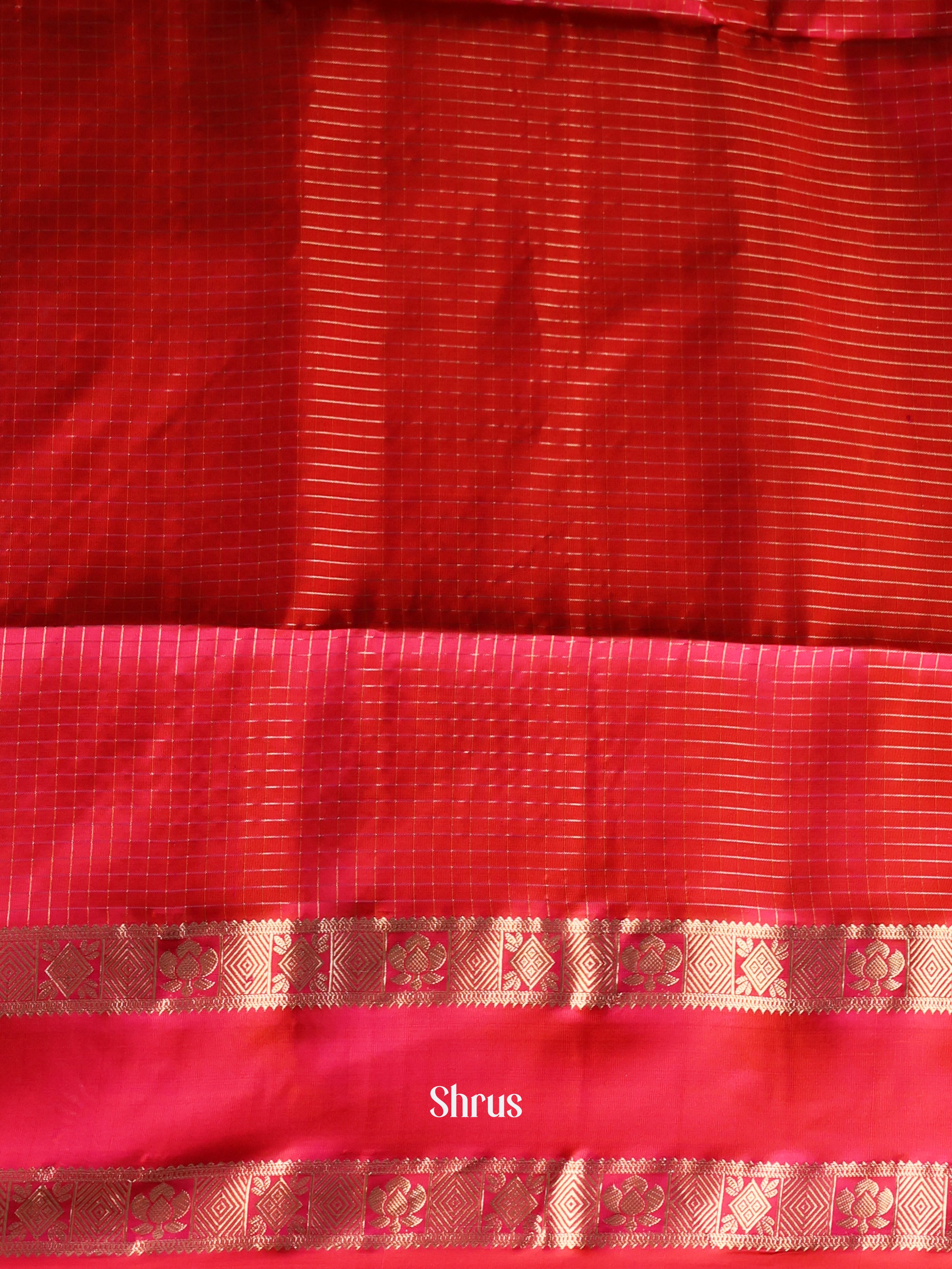 Mustard & Red - Soft Silk Saree