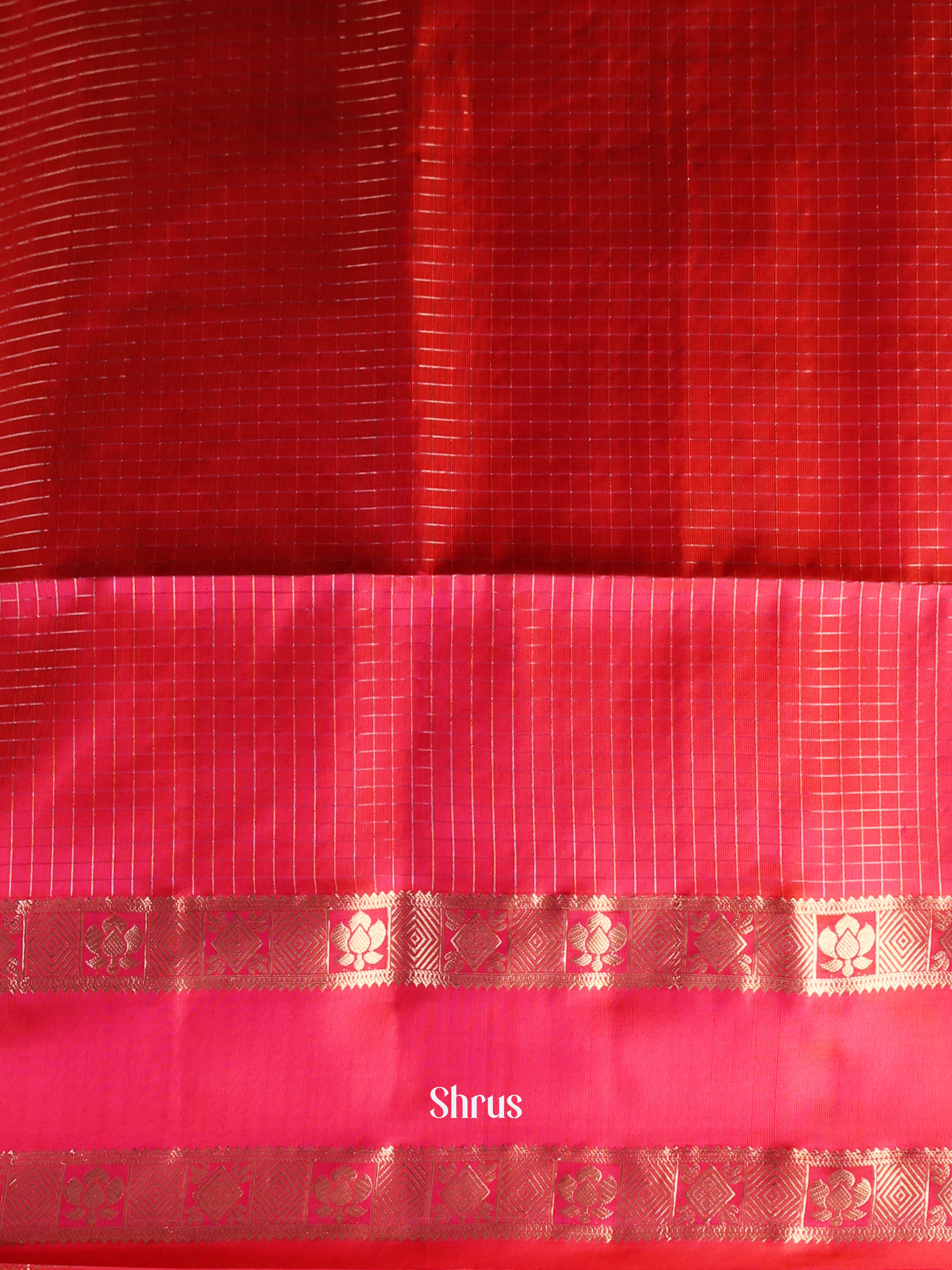 Grey & Red - Soft Silk Saree