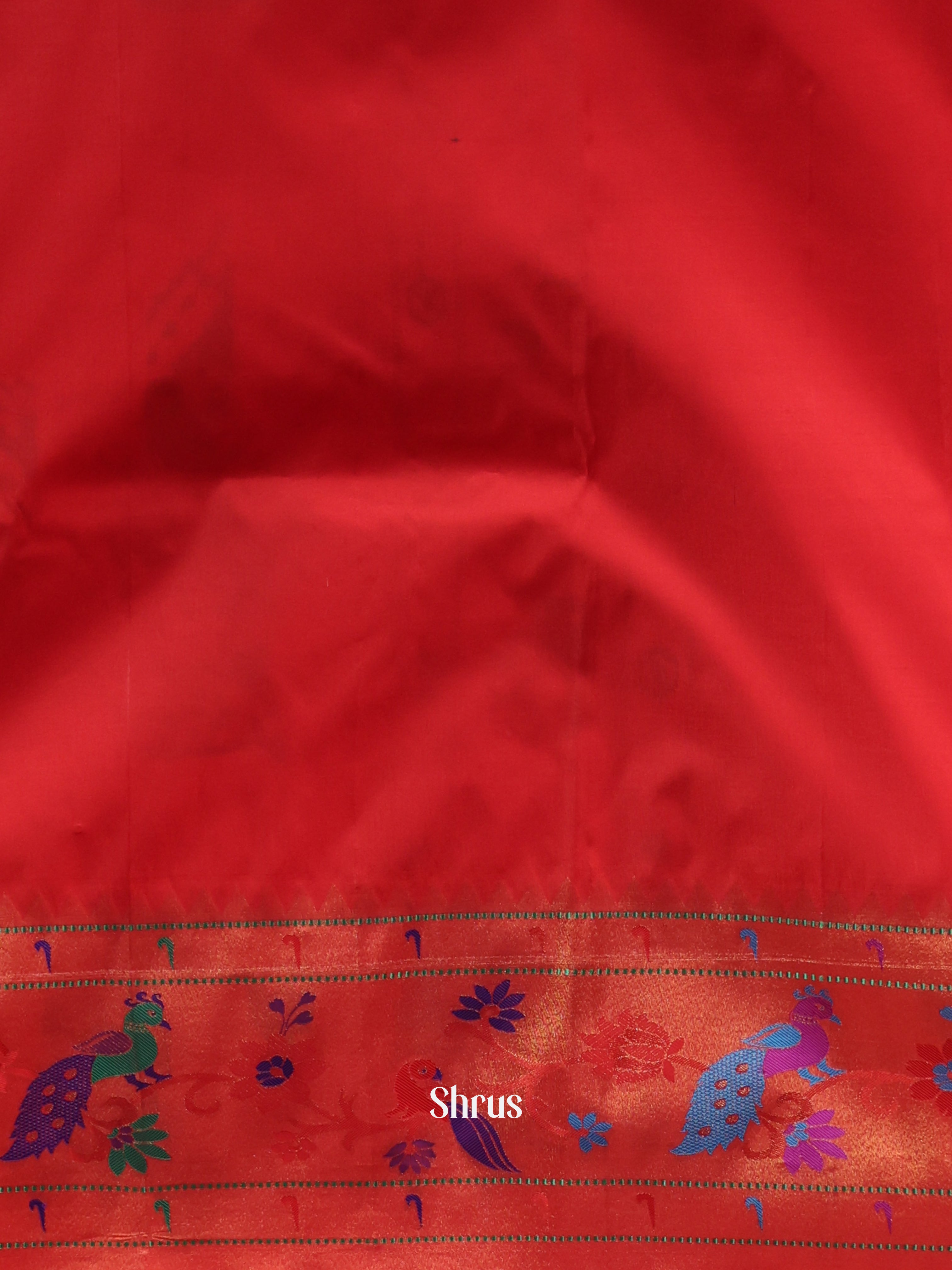 Blue & Red - Gadwal halfpure Saree