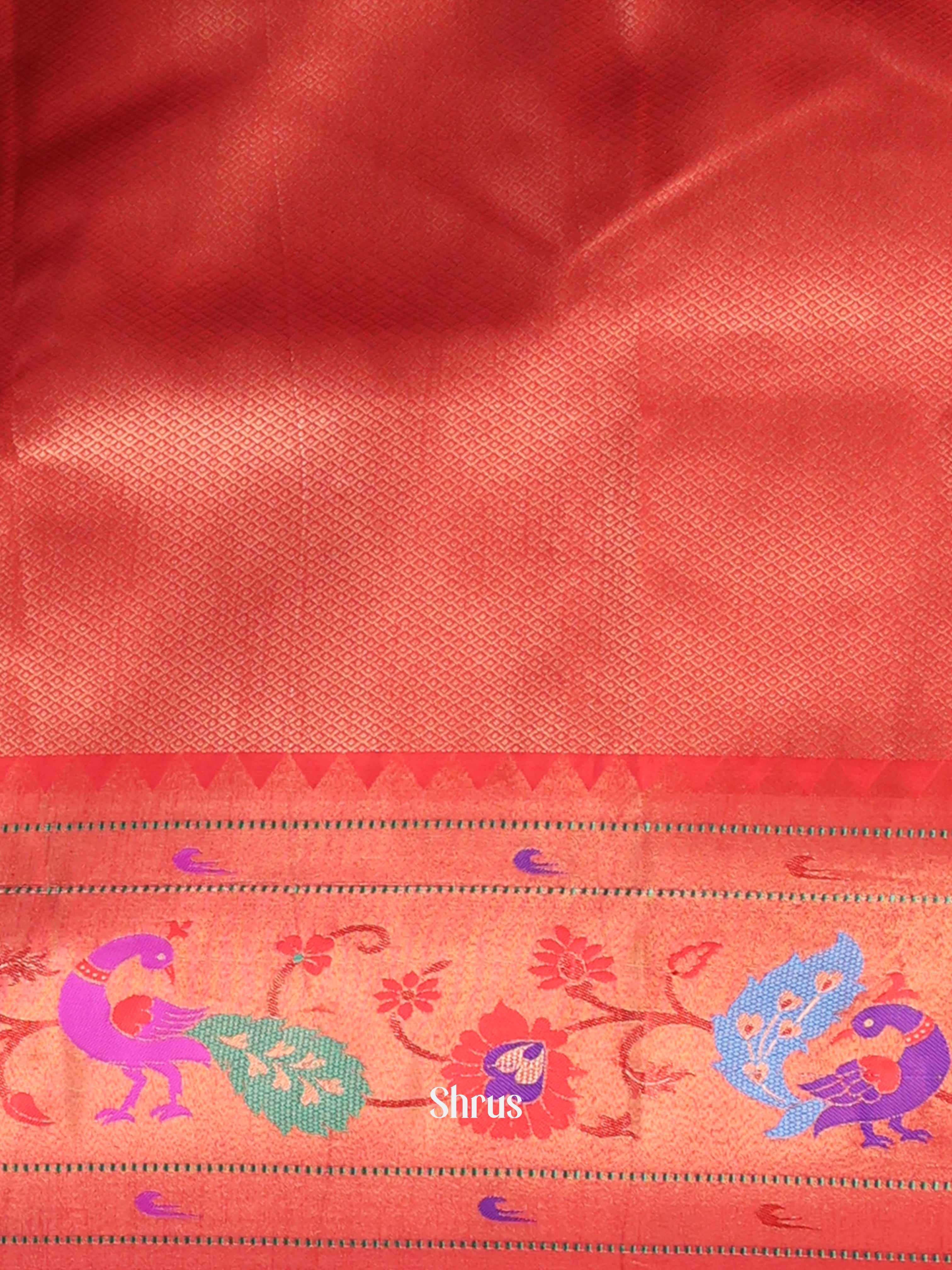 Blue & Red - Gadwal halfpure Saree