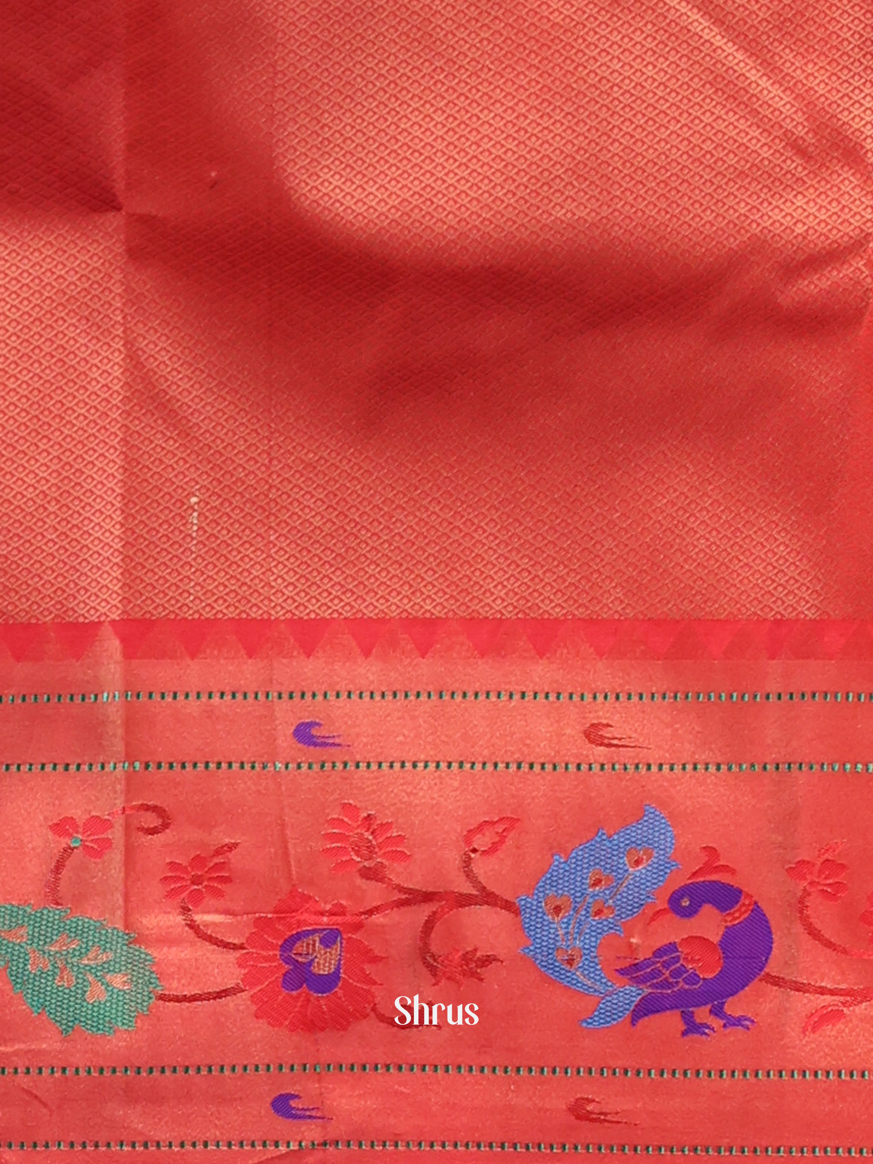 Blue & Red - Gadwal halfpure Saree