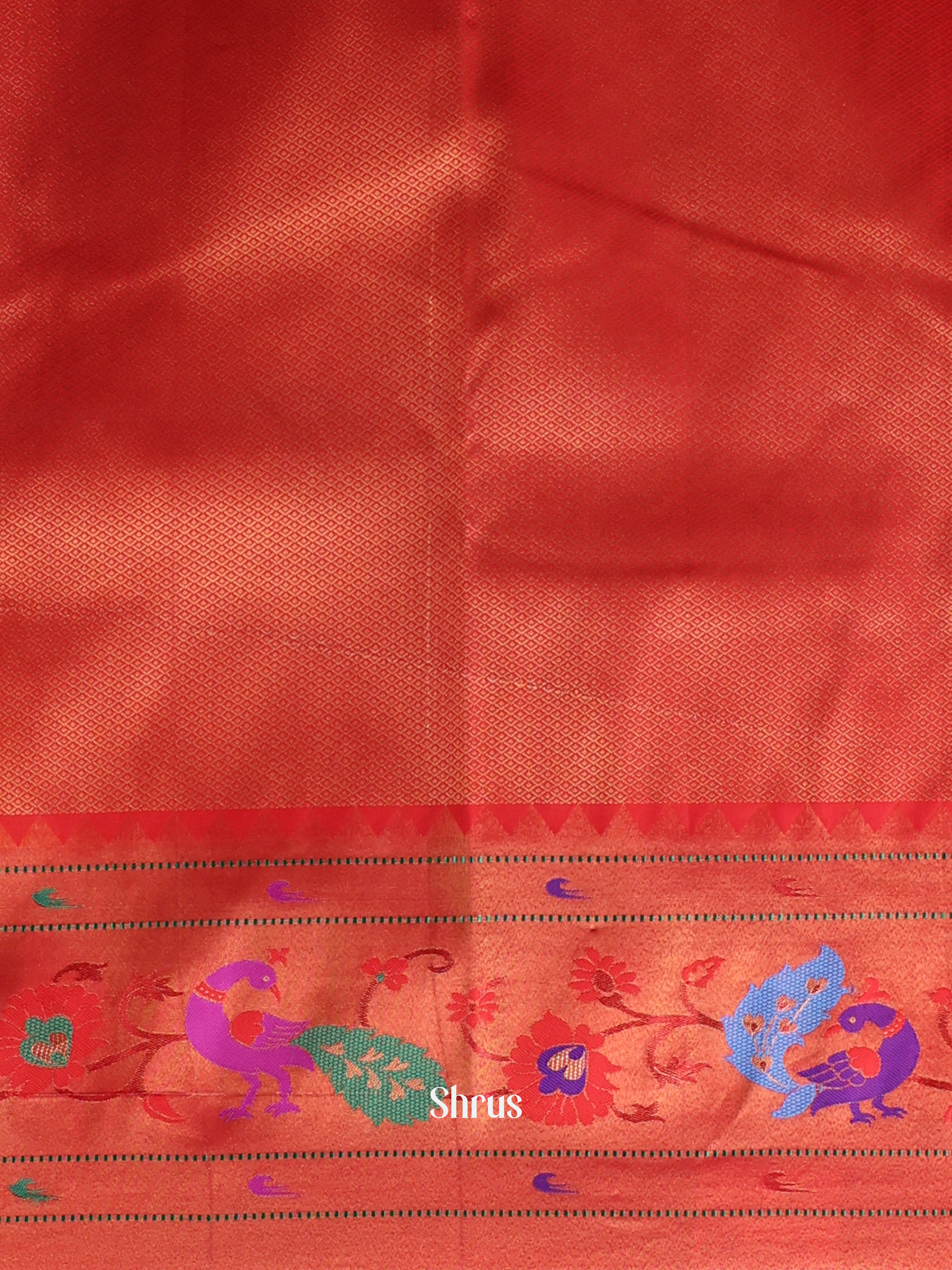 Mustard & Red - Gadwal halfpure Saree