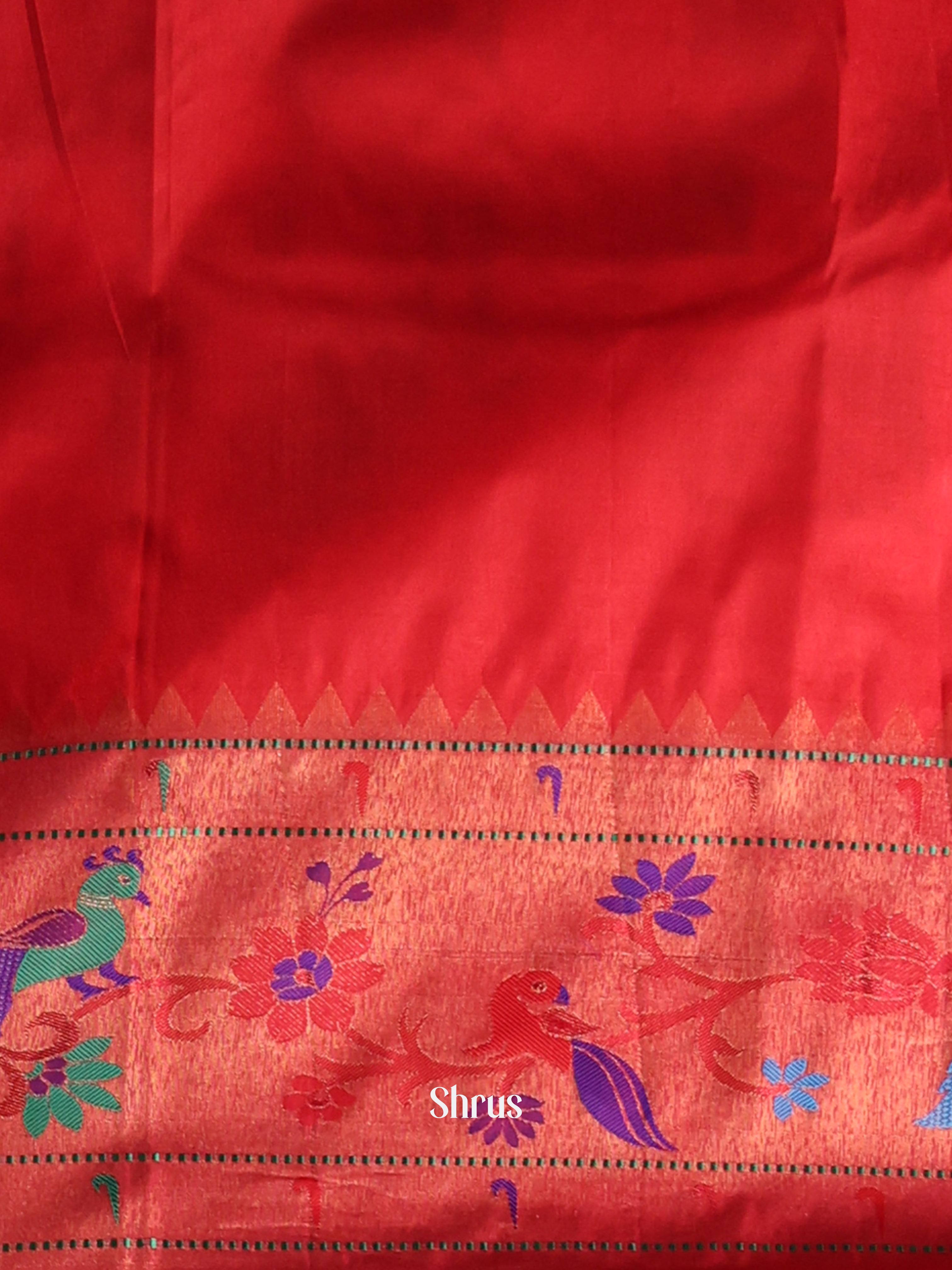 Blue & Red - Gadwal halfpure Saree