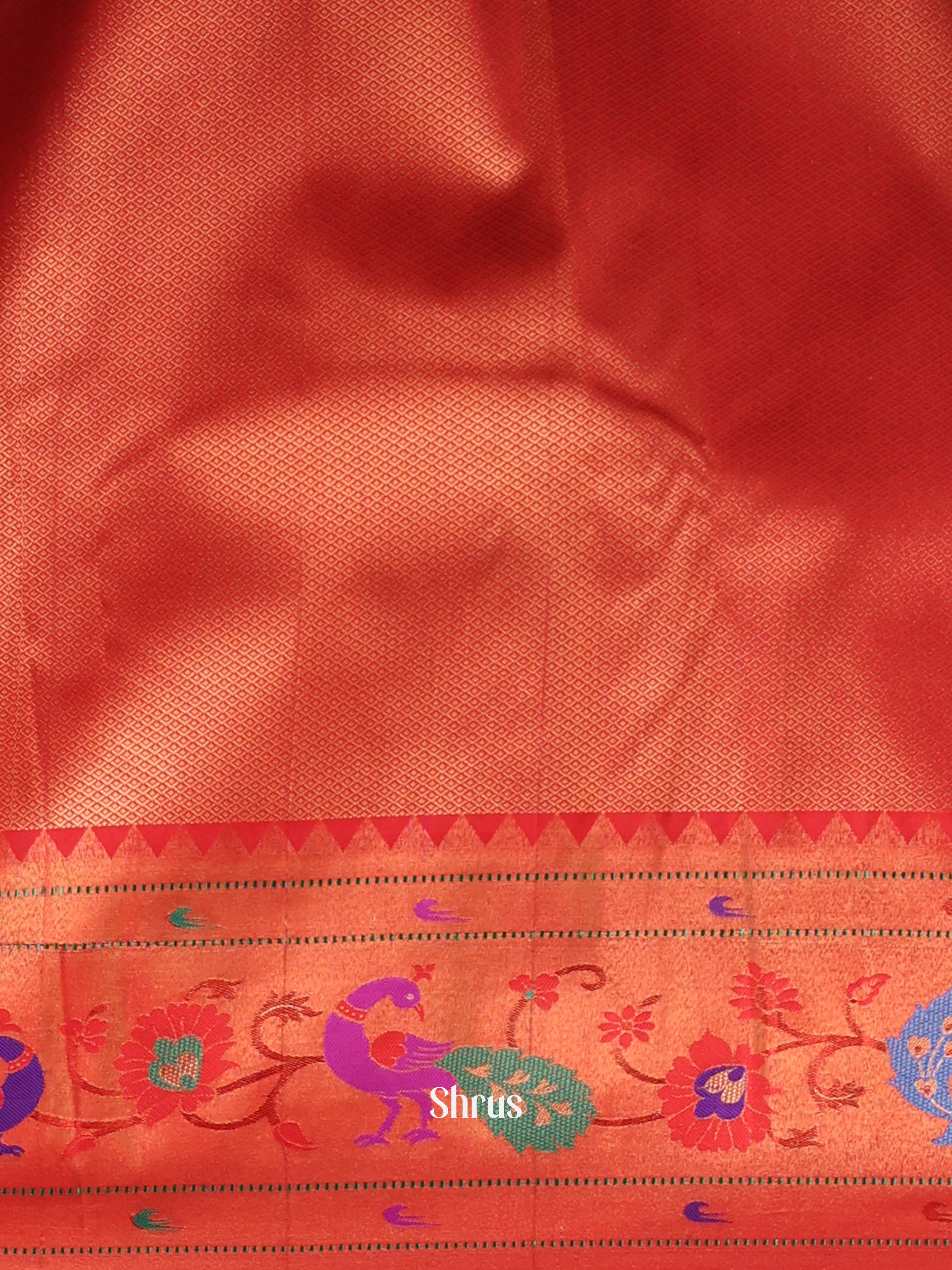 Green & Red - Gadwal halfpure Saree - Shop on Shrus.com