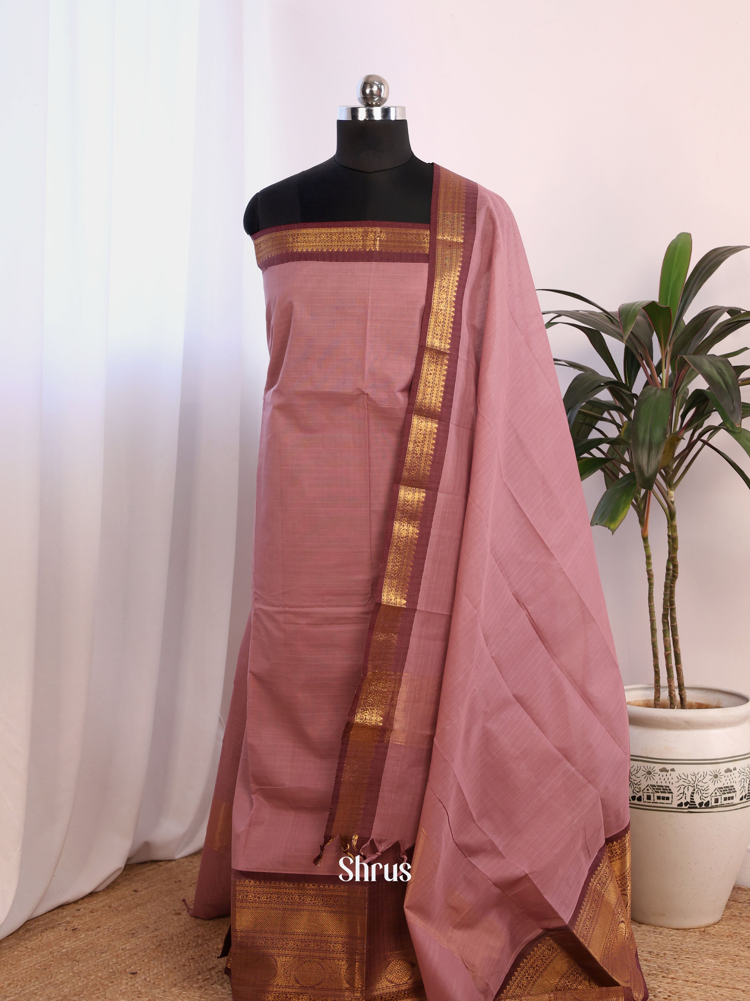 Mauve & Brown - chettinad top & dupatta combo