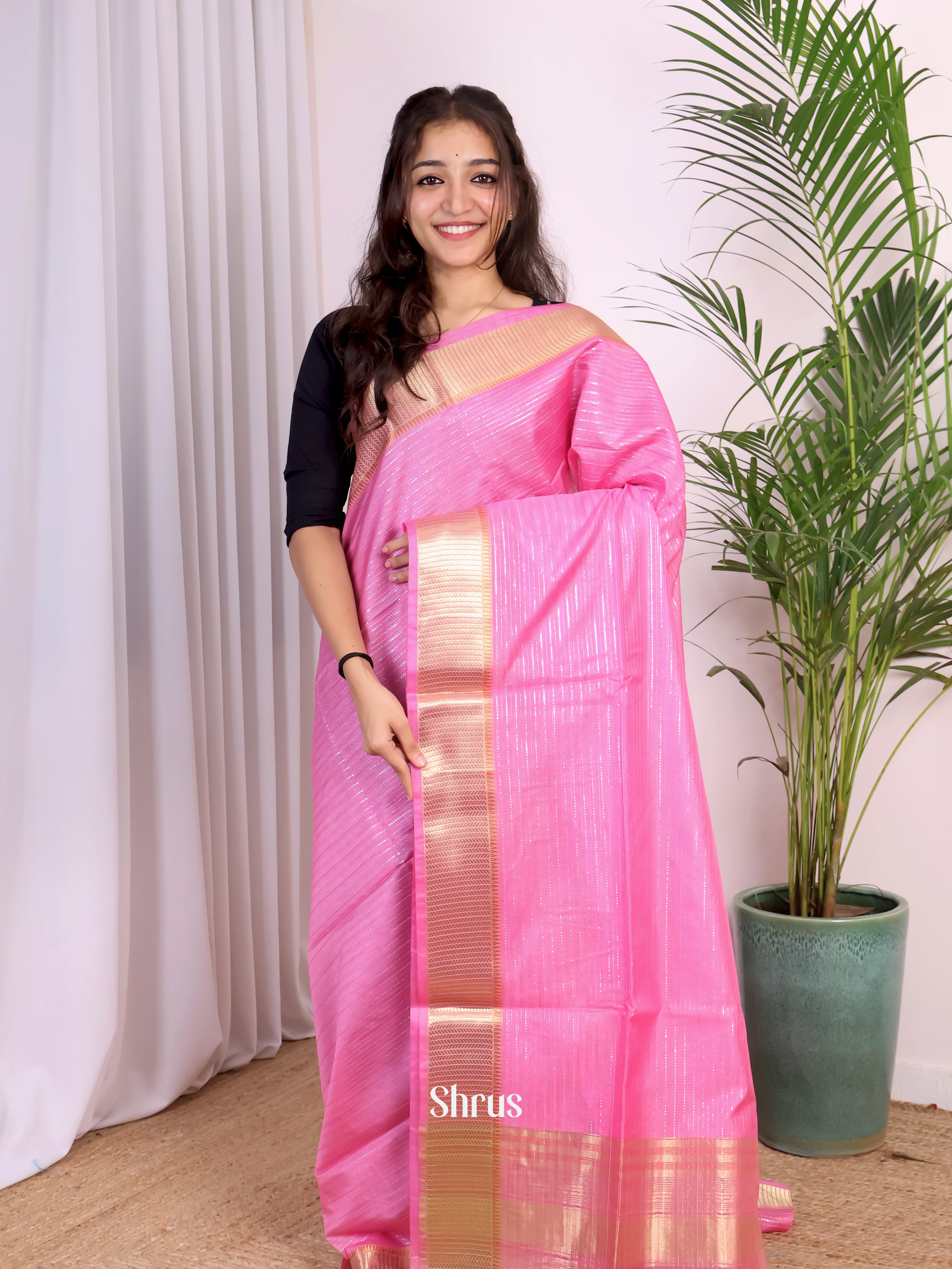 Pink - Champa semitussar Saree