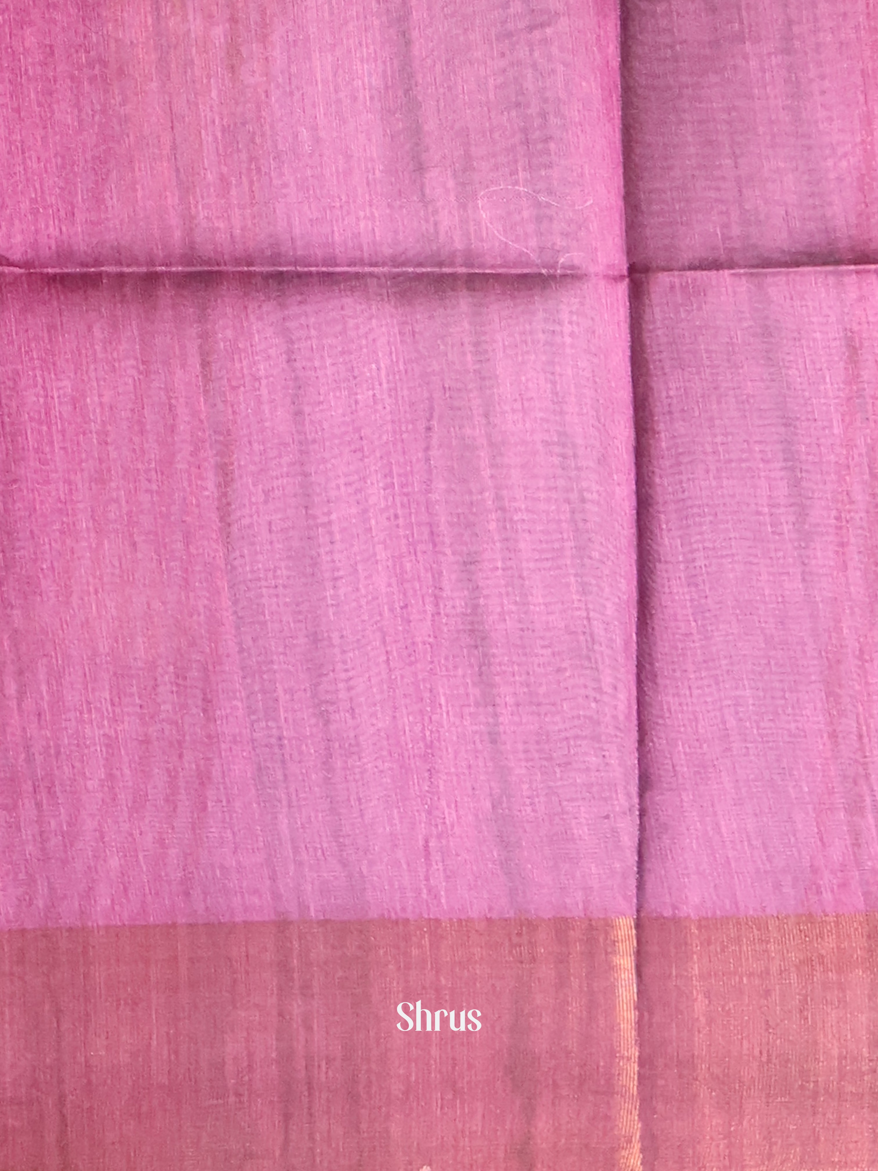 Cream & Pink - Champa semitussar Saree