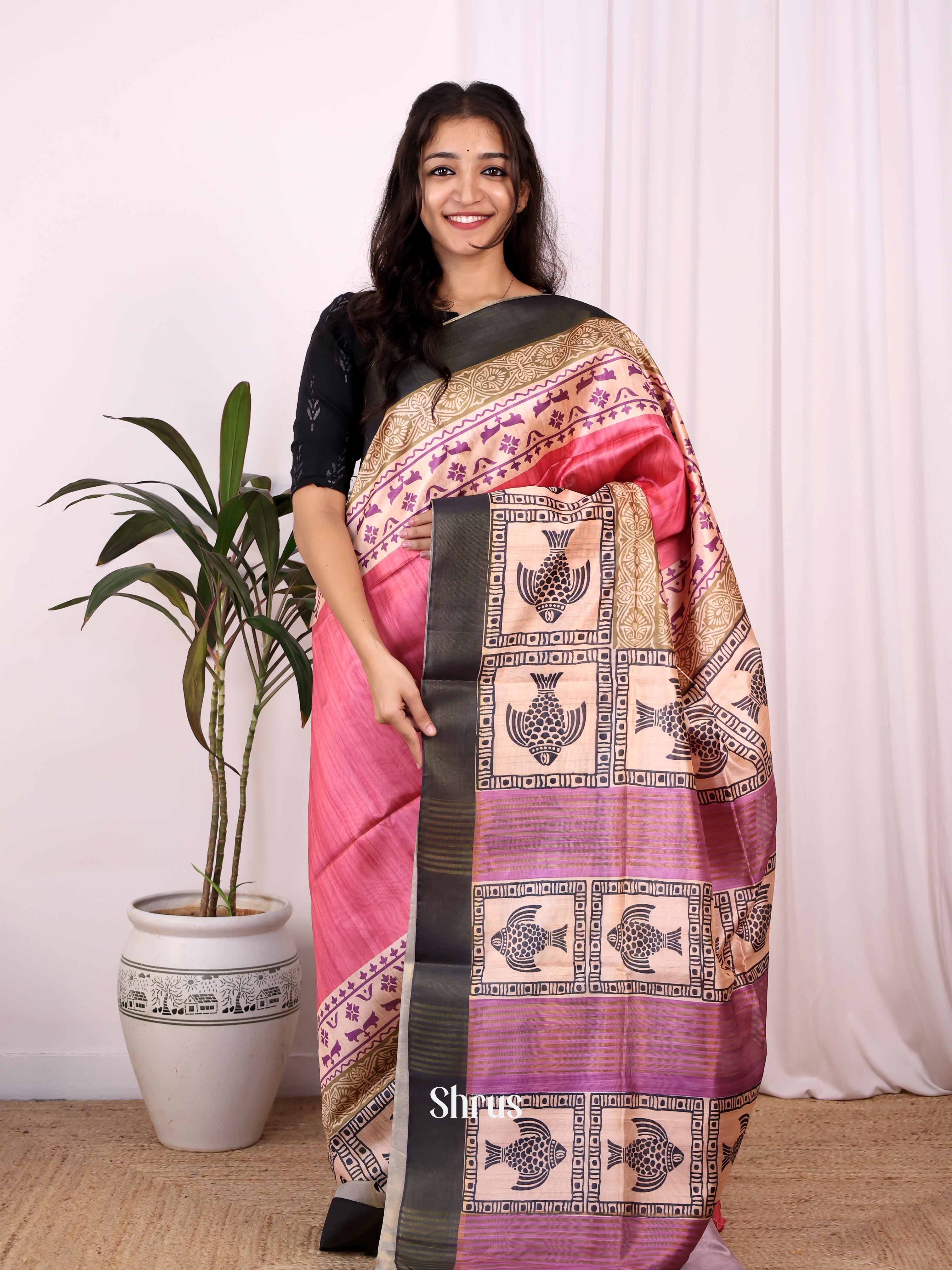 Pink & Purple - Champa semitussar Saree