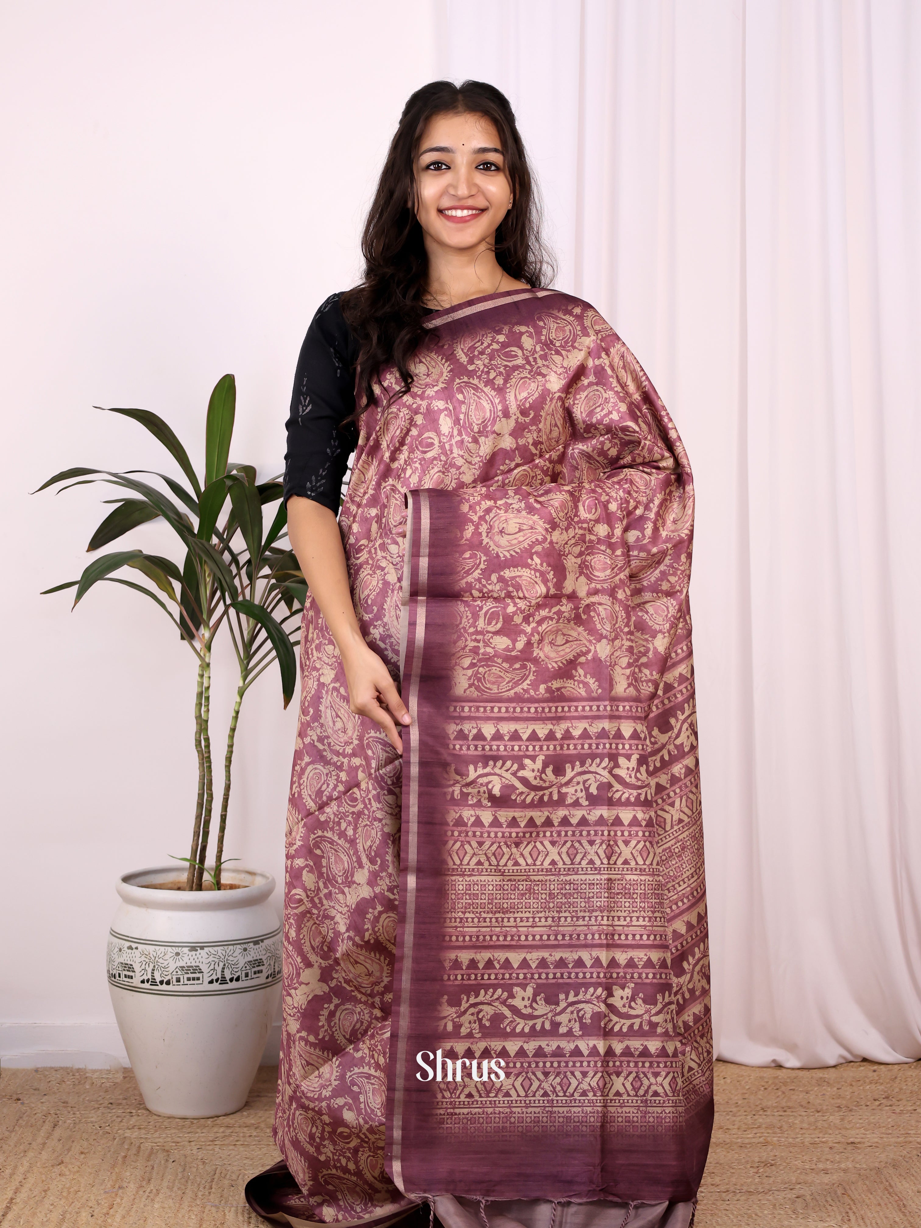 Purple - Champa semitussar Saree