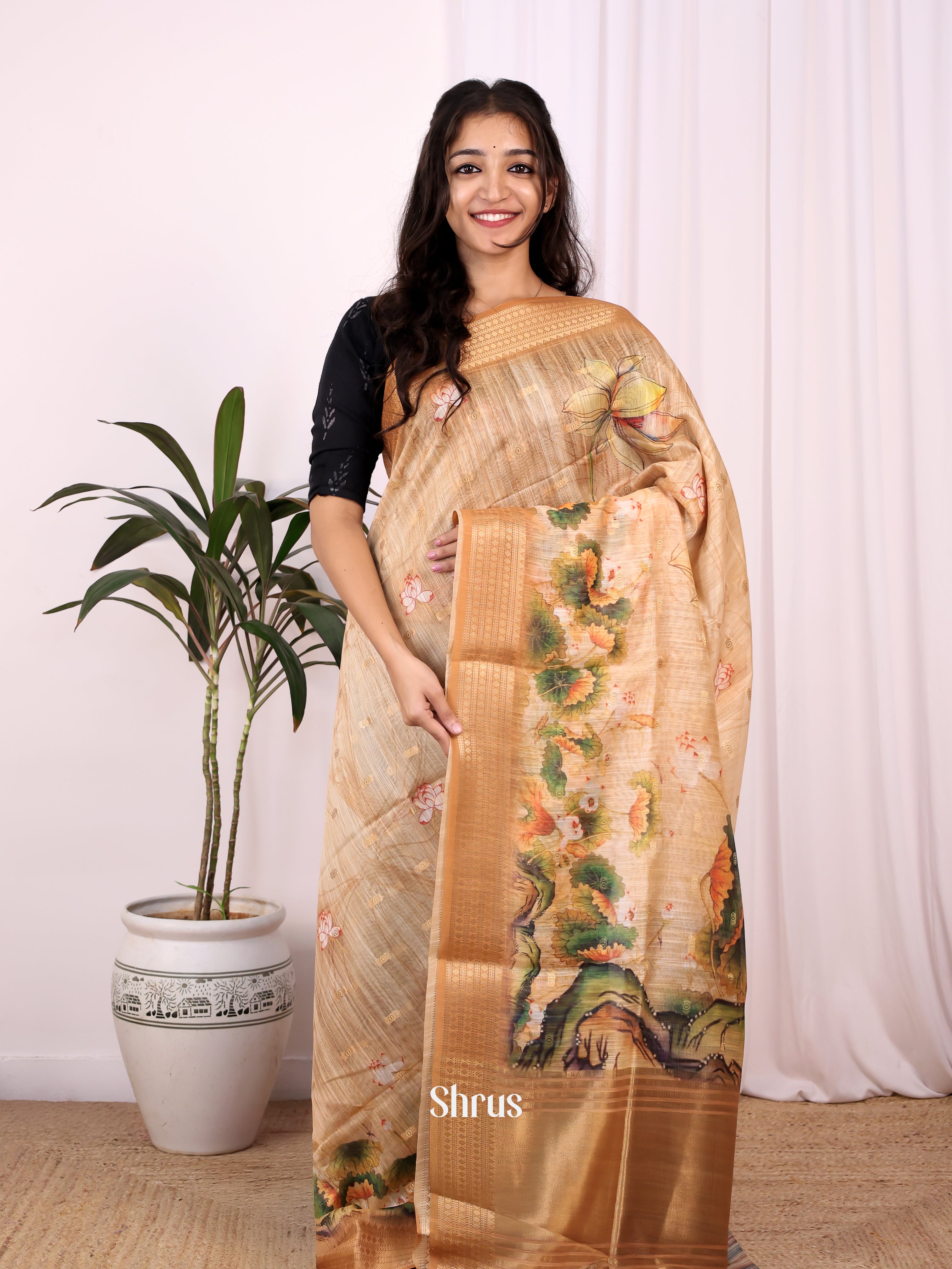 Brown - Champa semitussar Saree