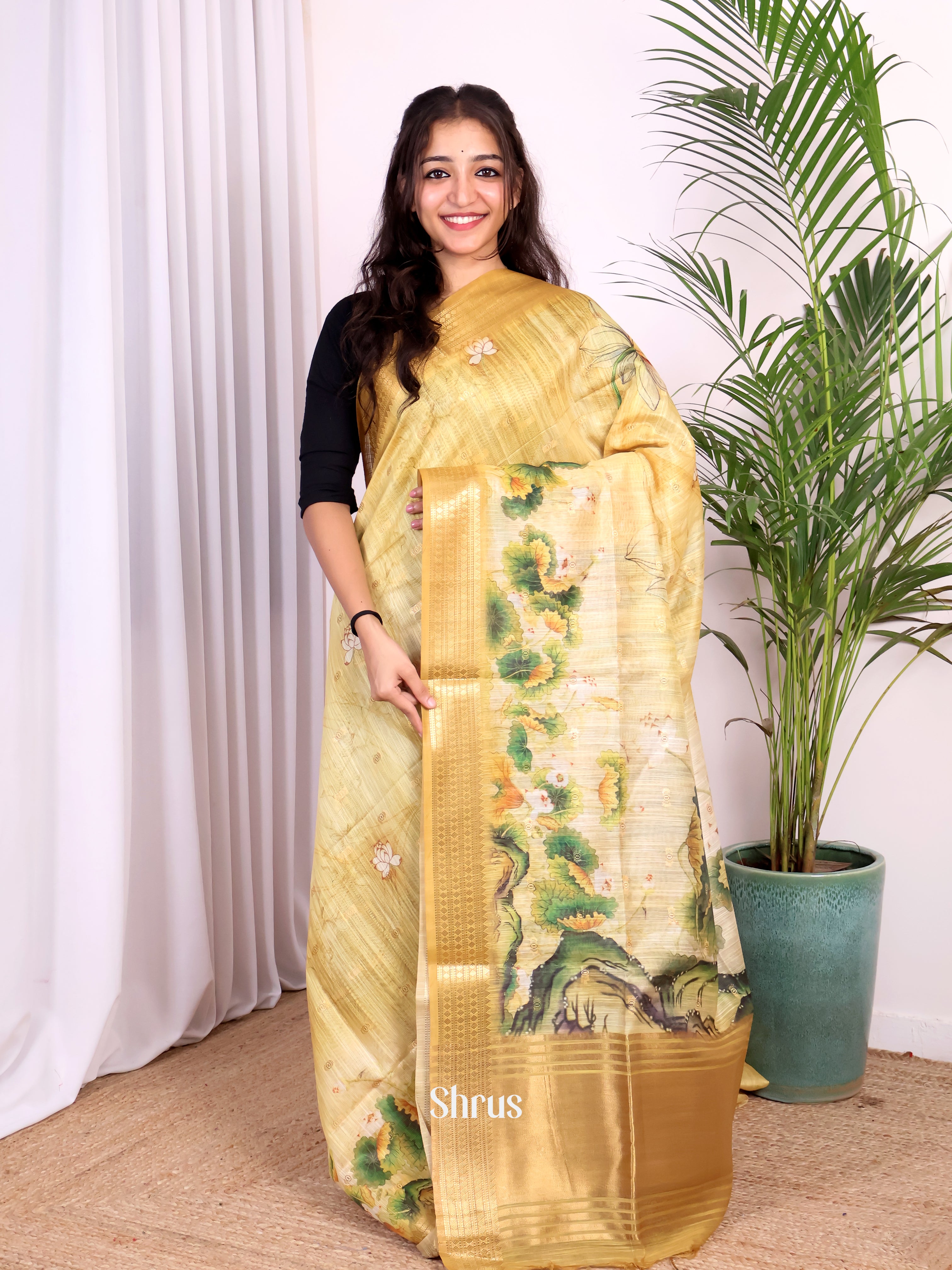 Cream - Champa semitussar Saree