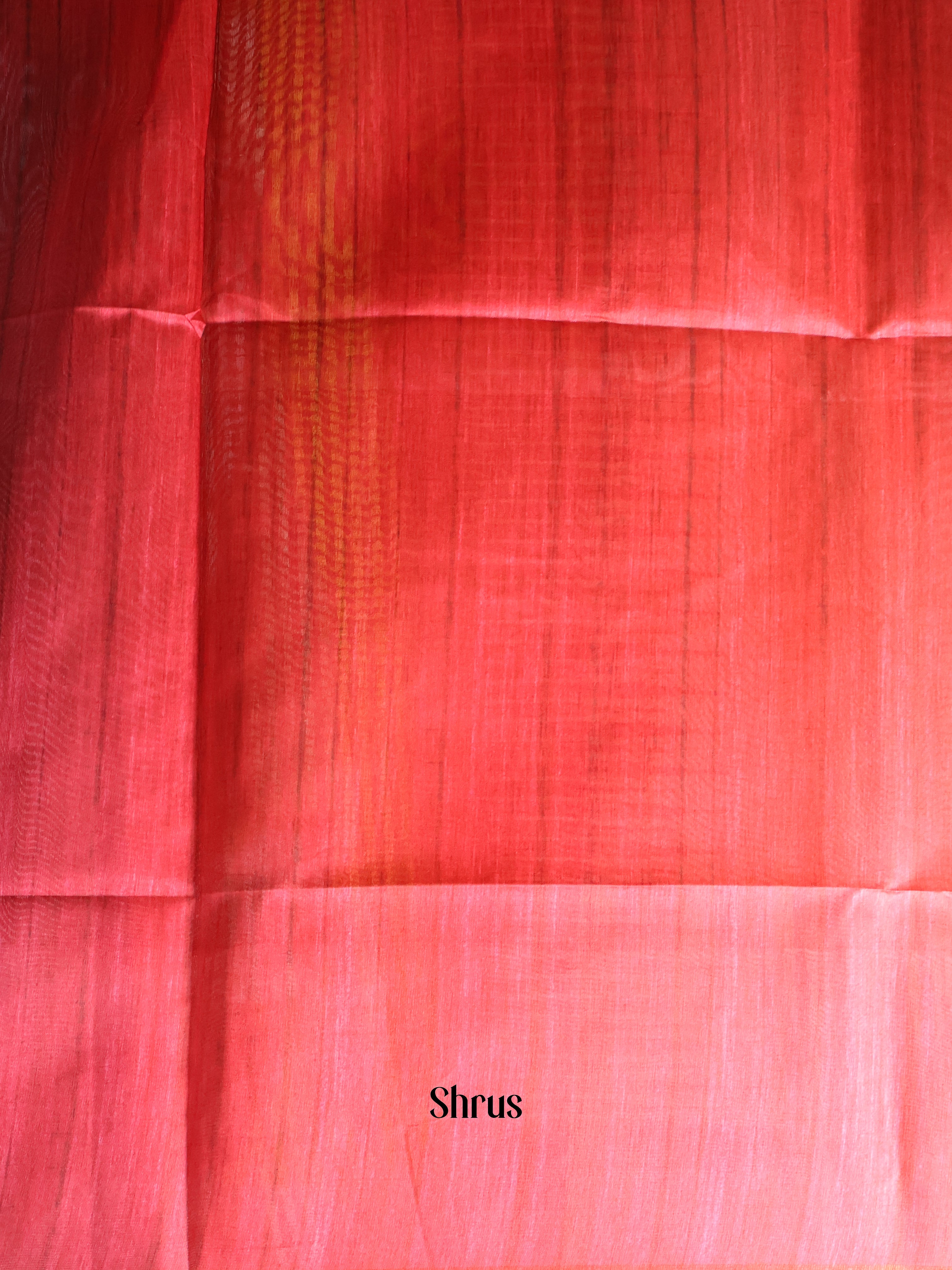 Cream & Red - Champa semitussar Saree