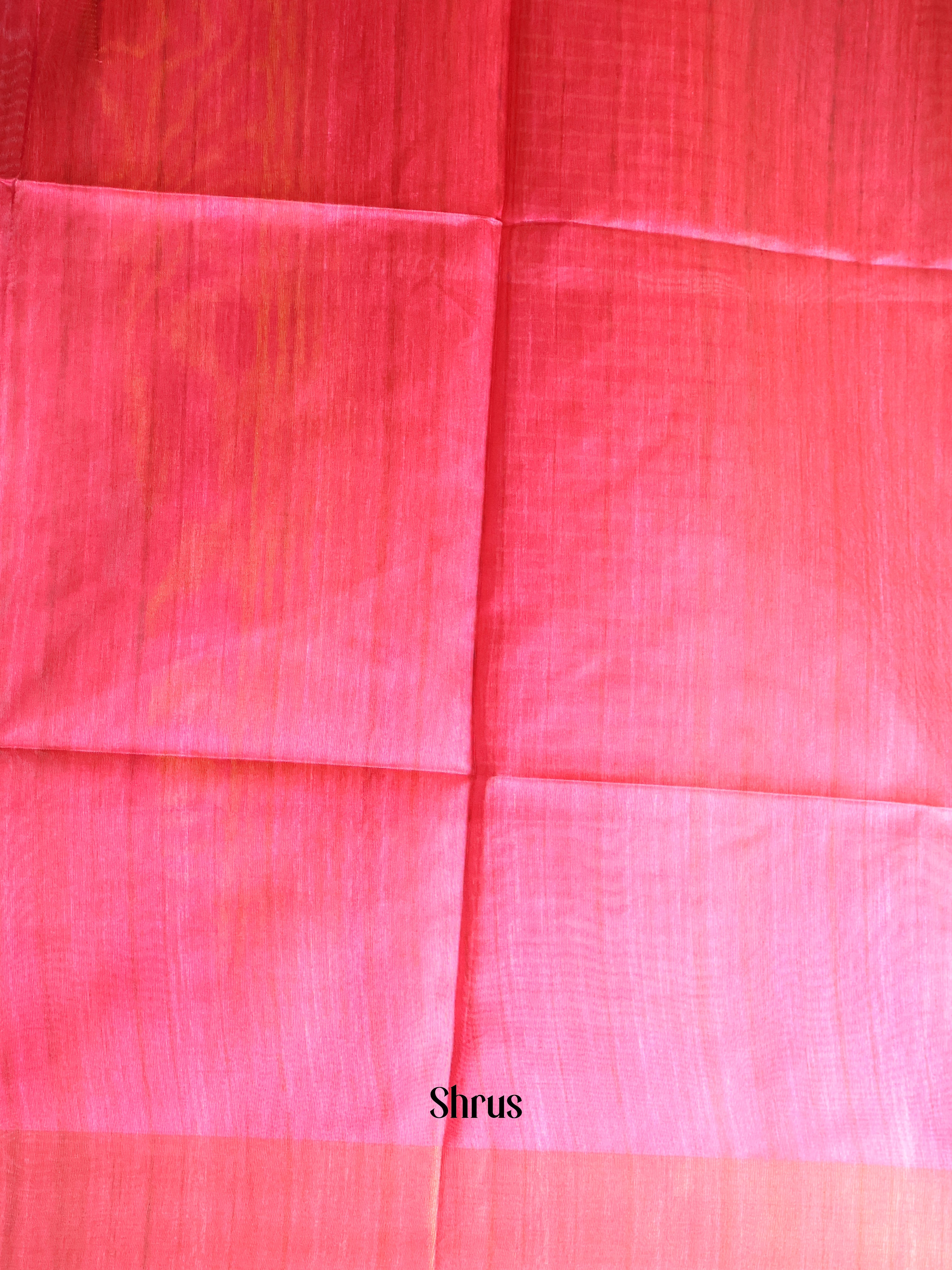 Cream & Pink  - Champa semitussar Saree