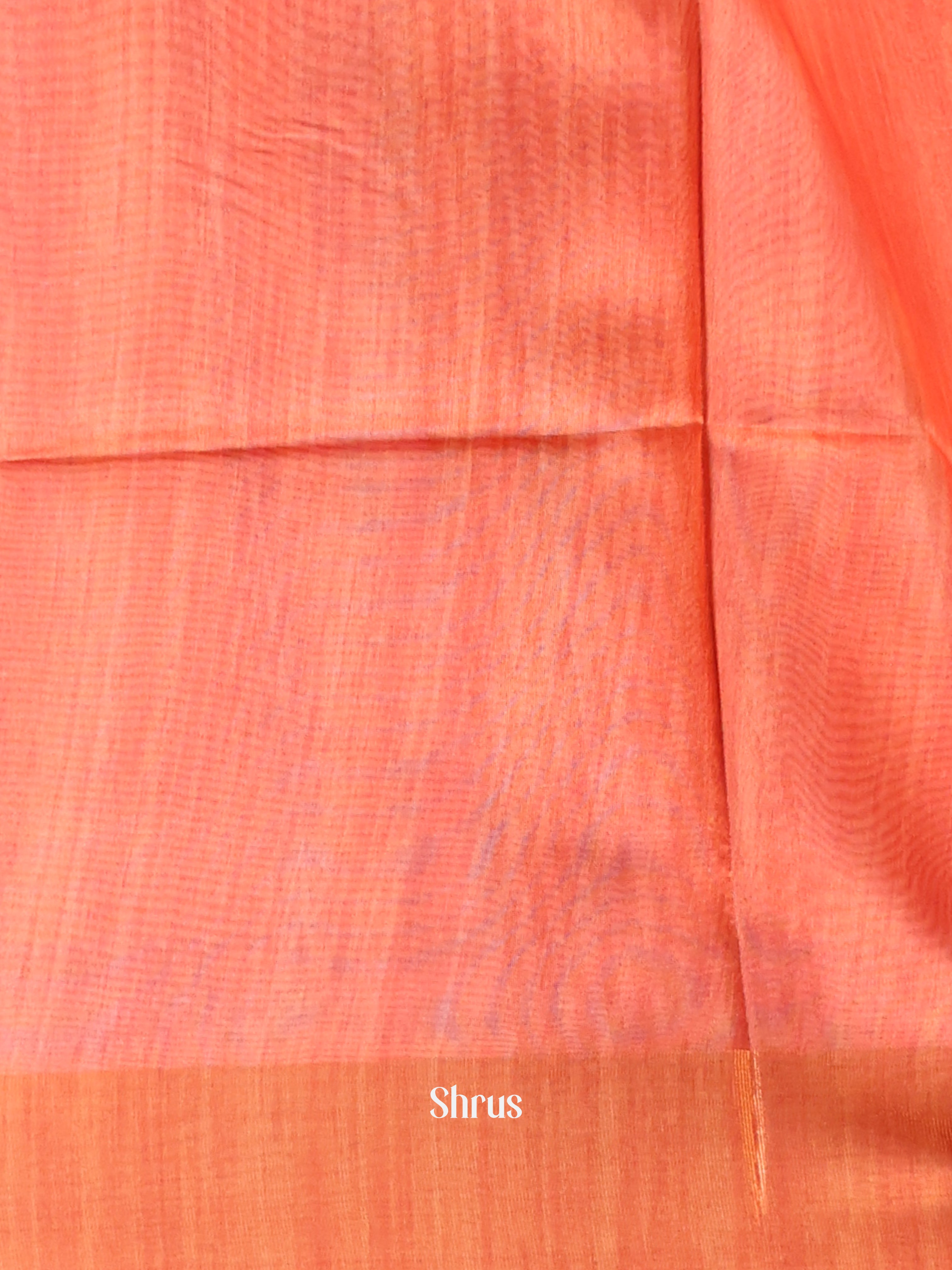 Cream & Orange - Champa semitussar Saree