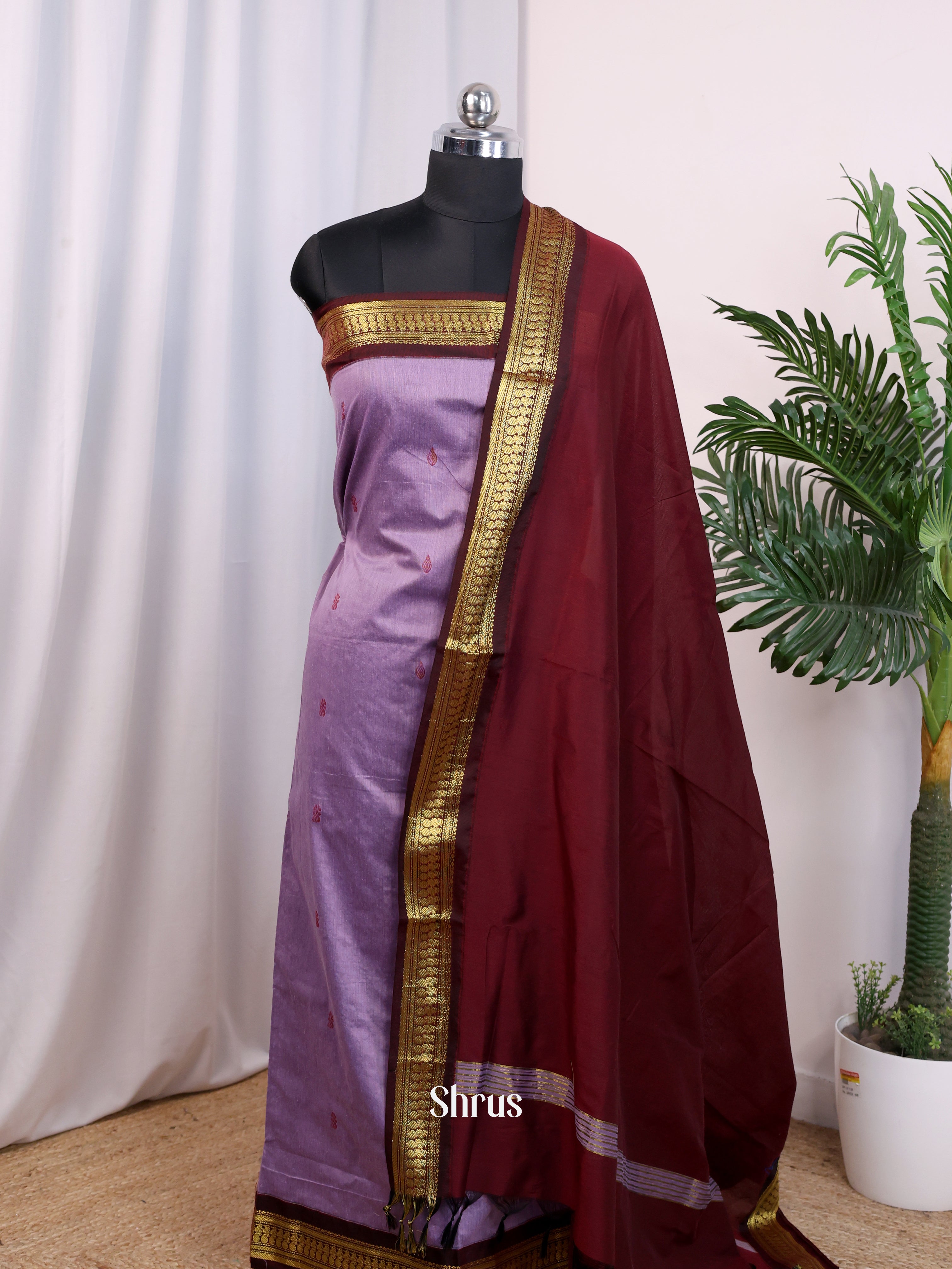 Purple & Maroon - Kalyani Cotton salwar unstitch