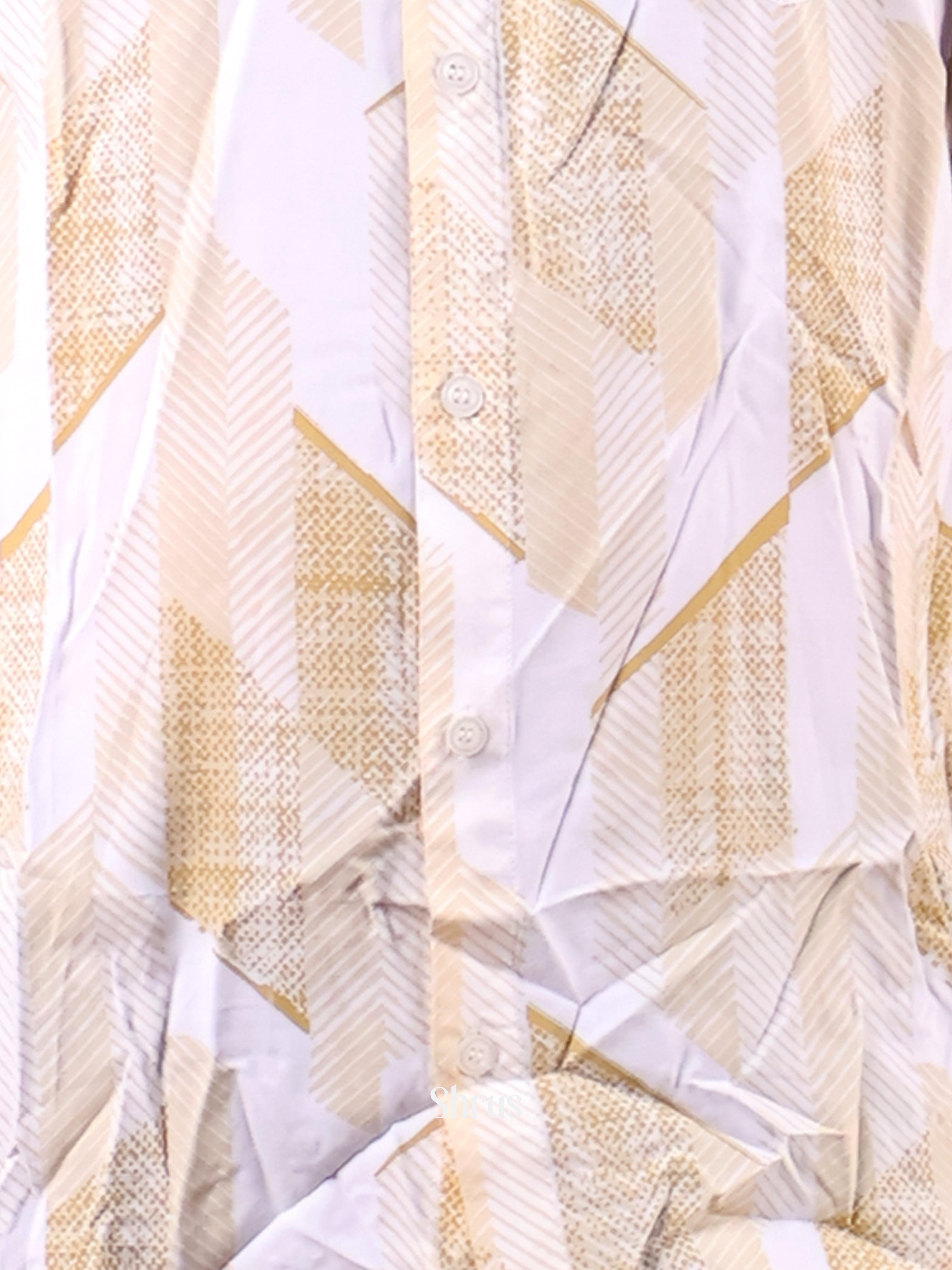 White & Brown - Readymade Mens Shirt