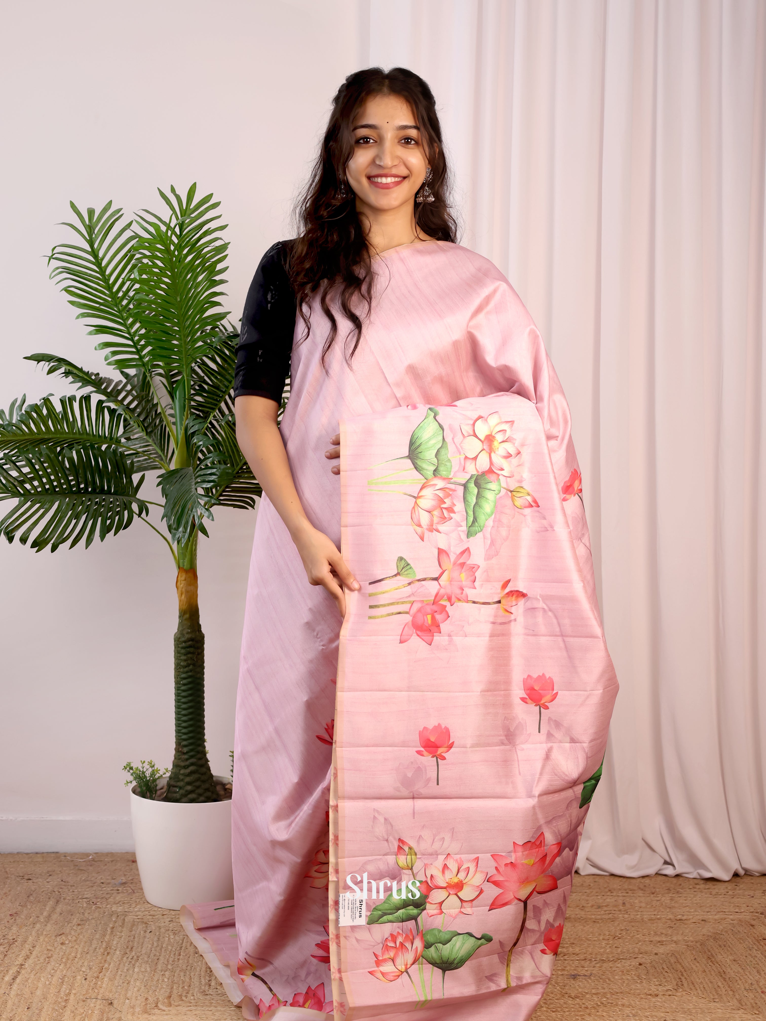 Pink - Semi Tussar Saree