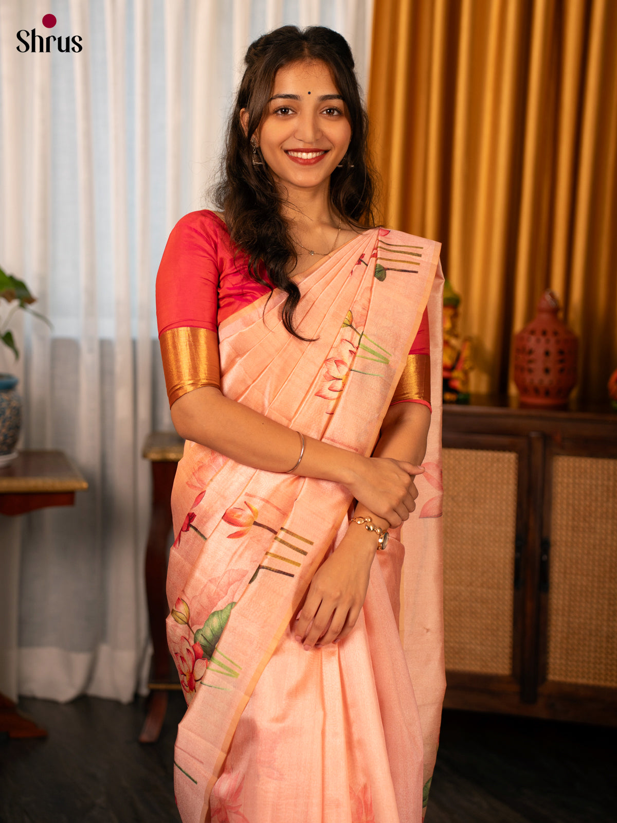 Pink - Semi Tussar Saree