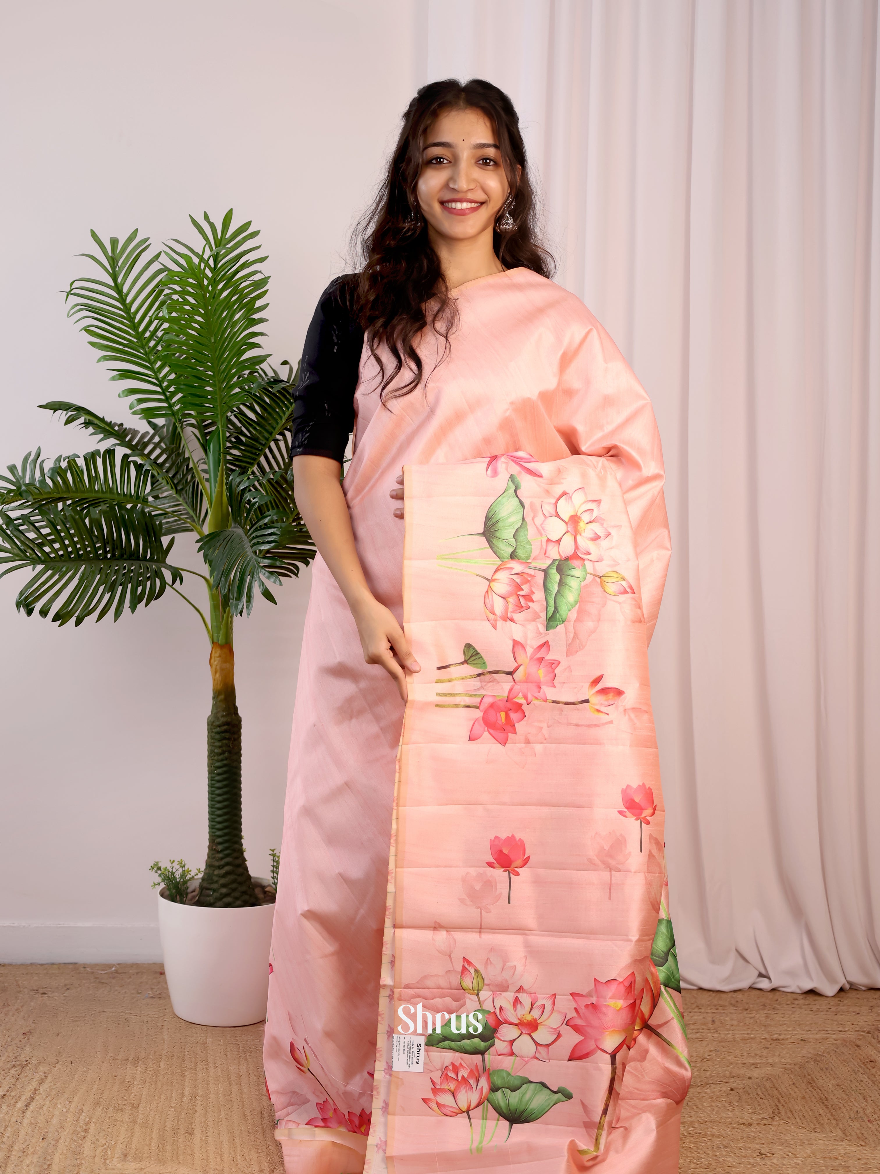 Pink - Semi Tussar Saree