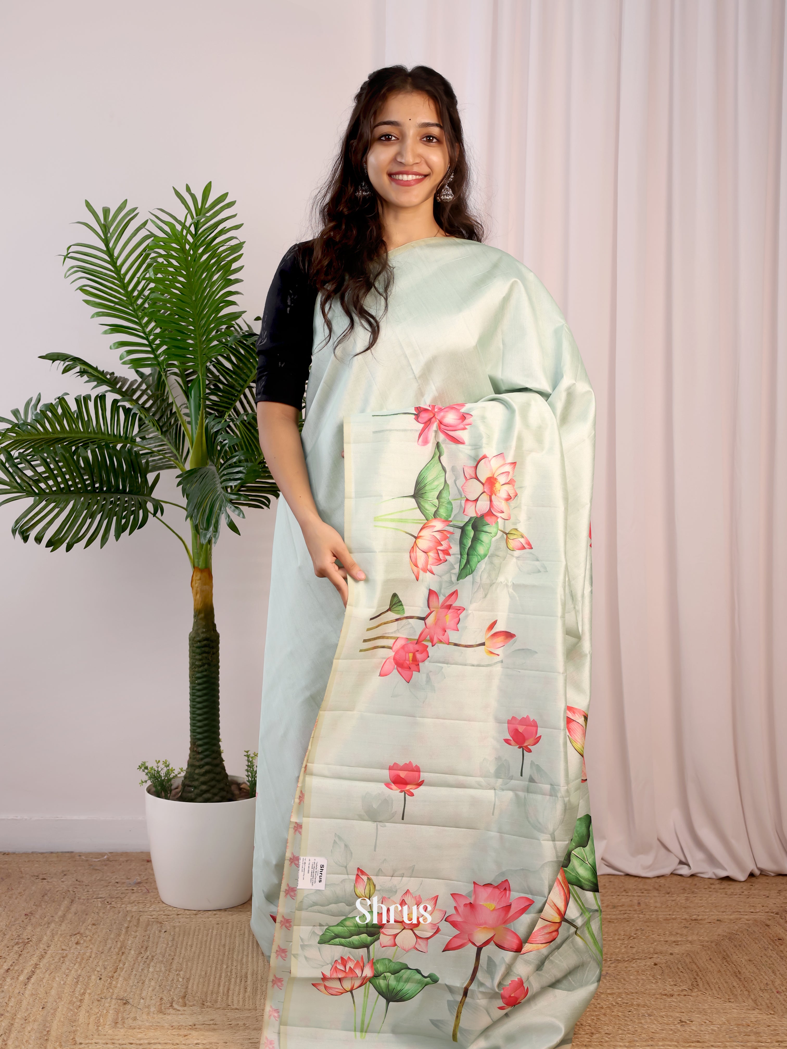 Ice Green- Semi Tussar Saree