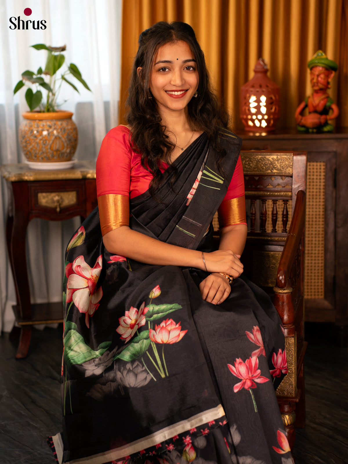 Black - Semi Tussar Saree