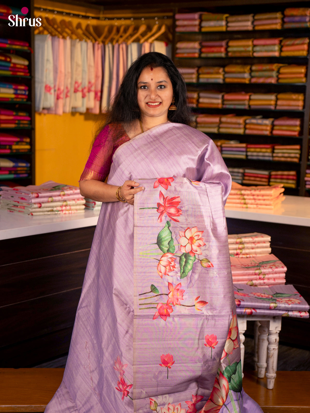 Purple - Semi Tussar Saree