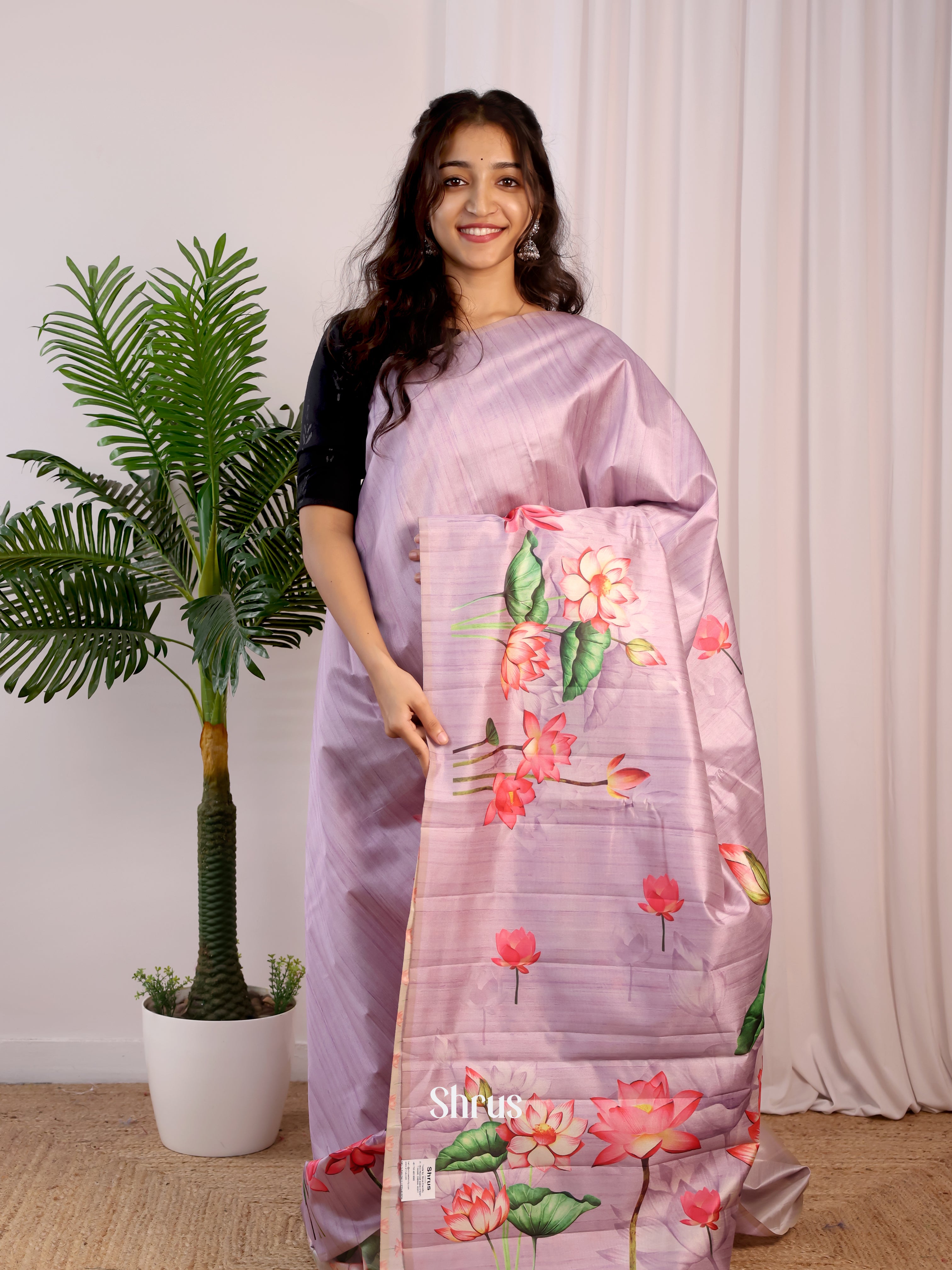 Purple - Semi Tussar Saree