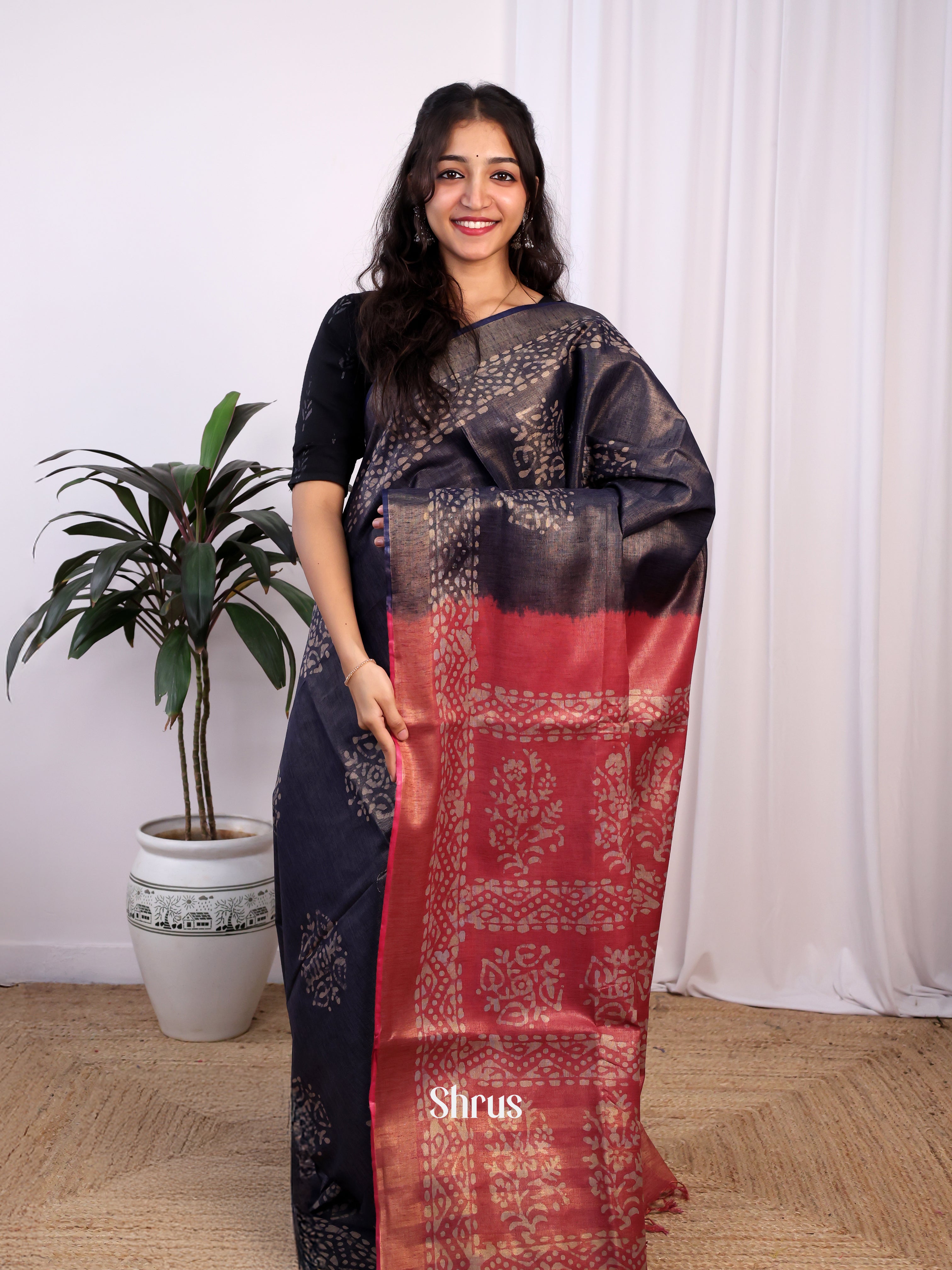 Blue & Red -Bhatik Saree