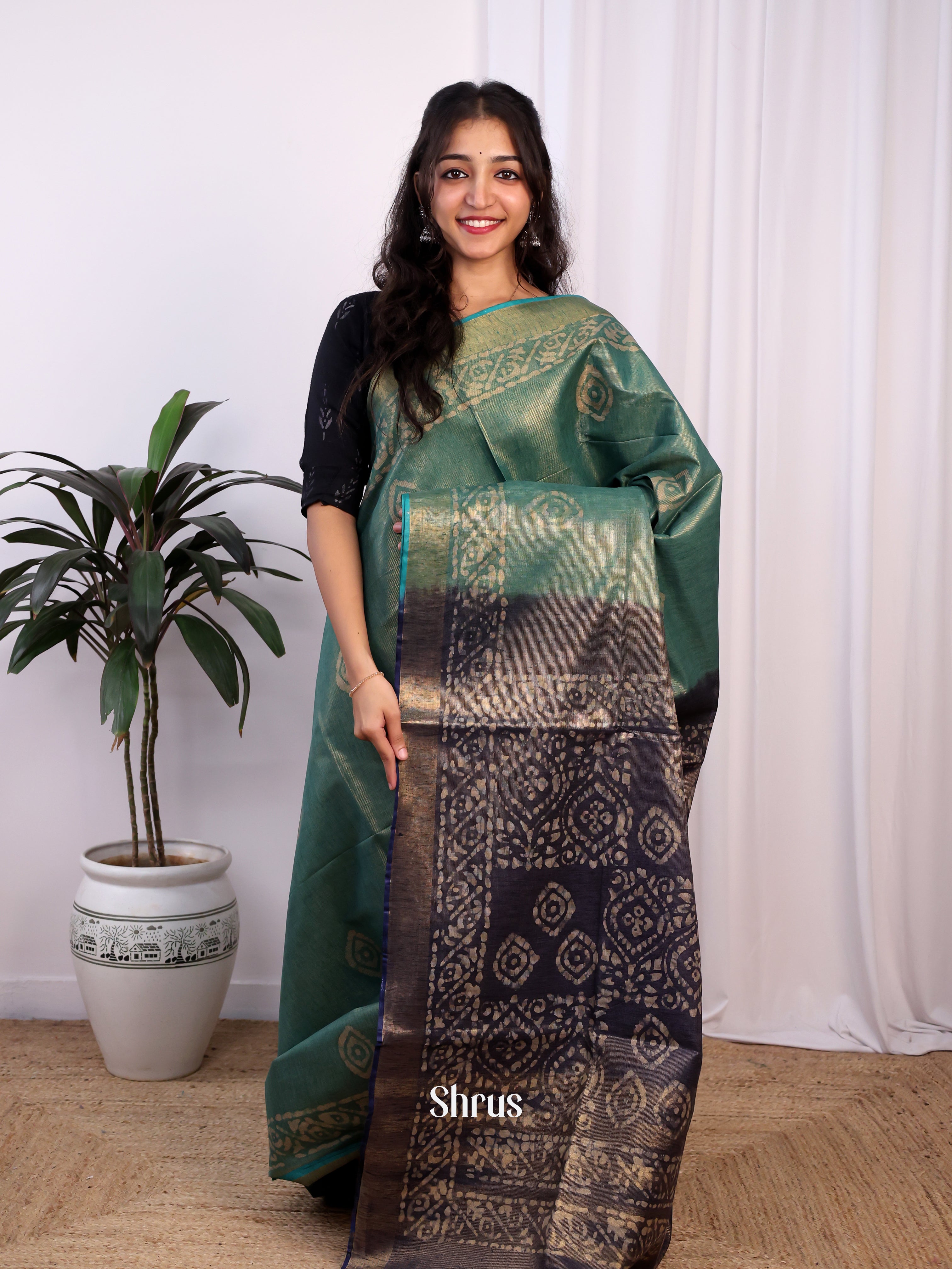 Green & Blue -Bhatik Saree - Shop on Shrus.com