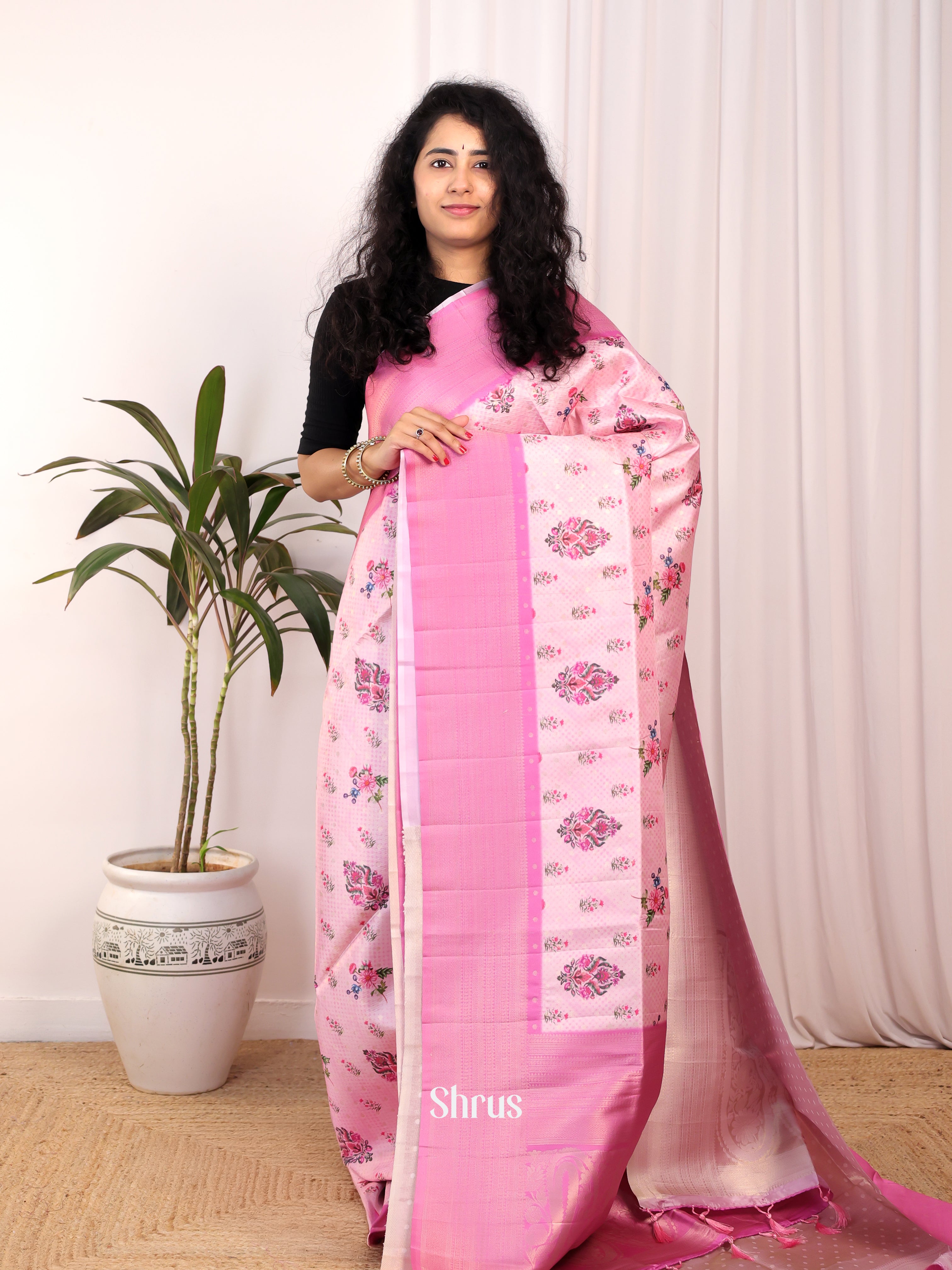 Pink- Semi Georgette Saree