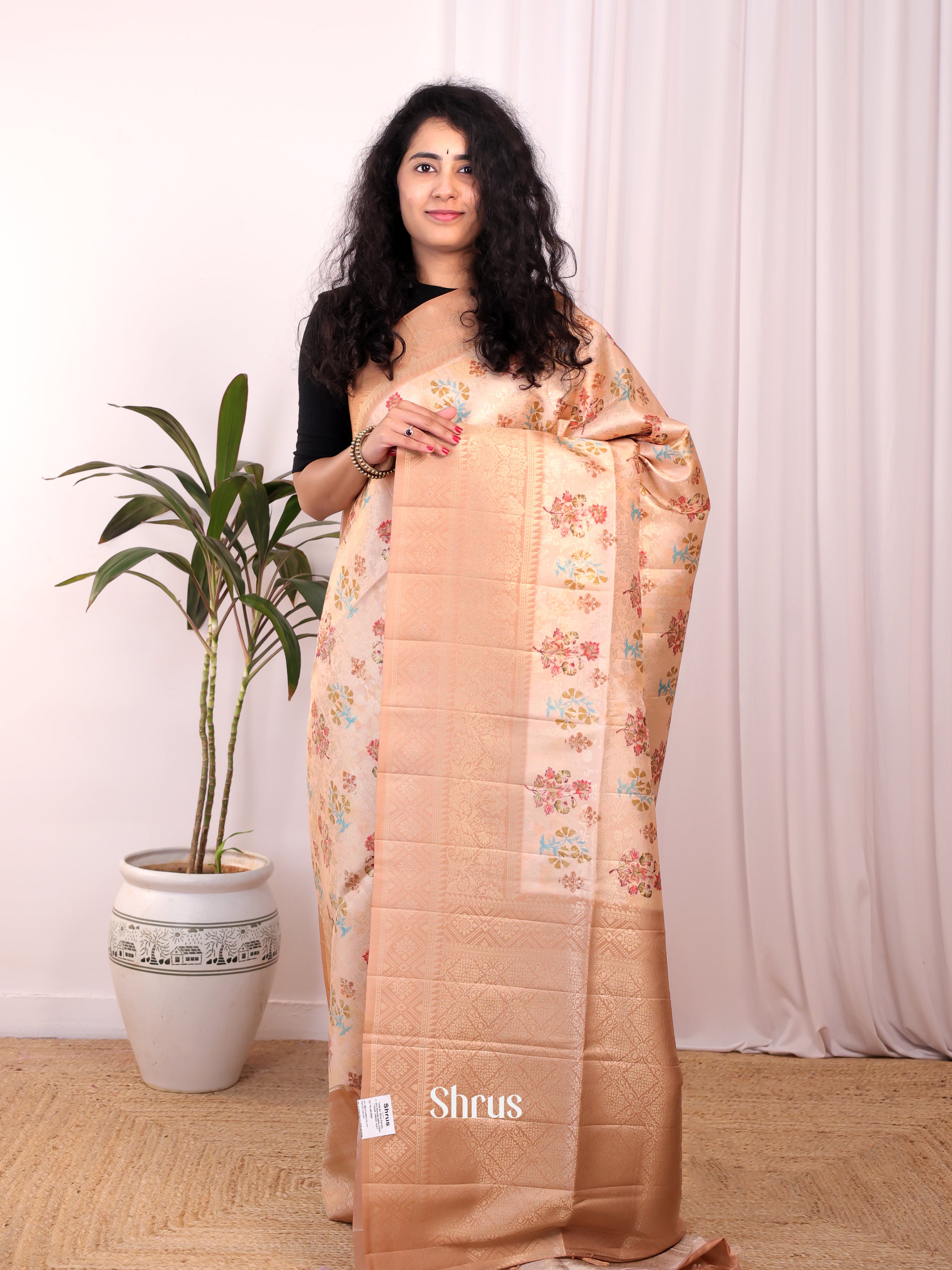 Peach - Semi Georgette Saree