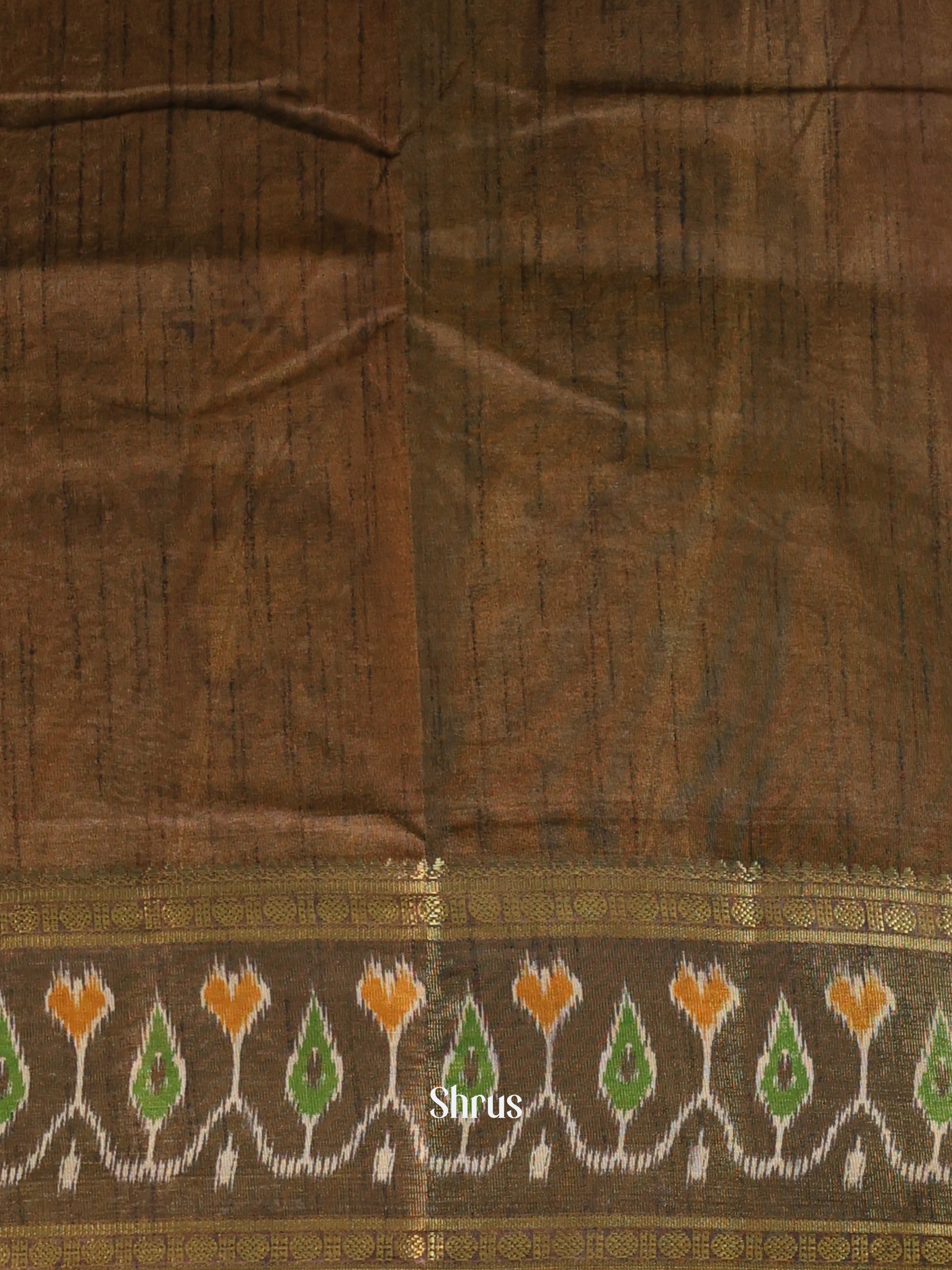 Dark Mustard & Army Green- Semi Patola Saree