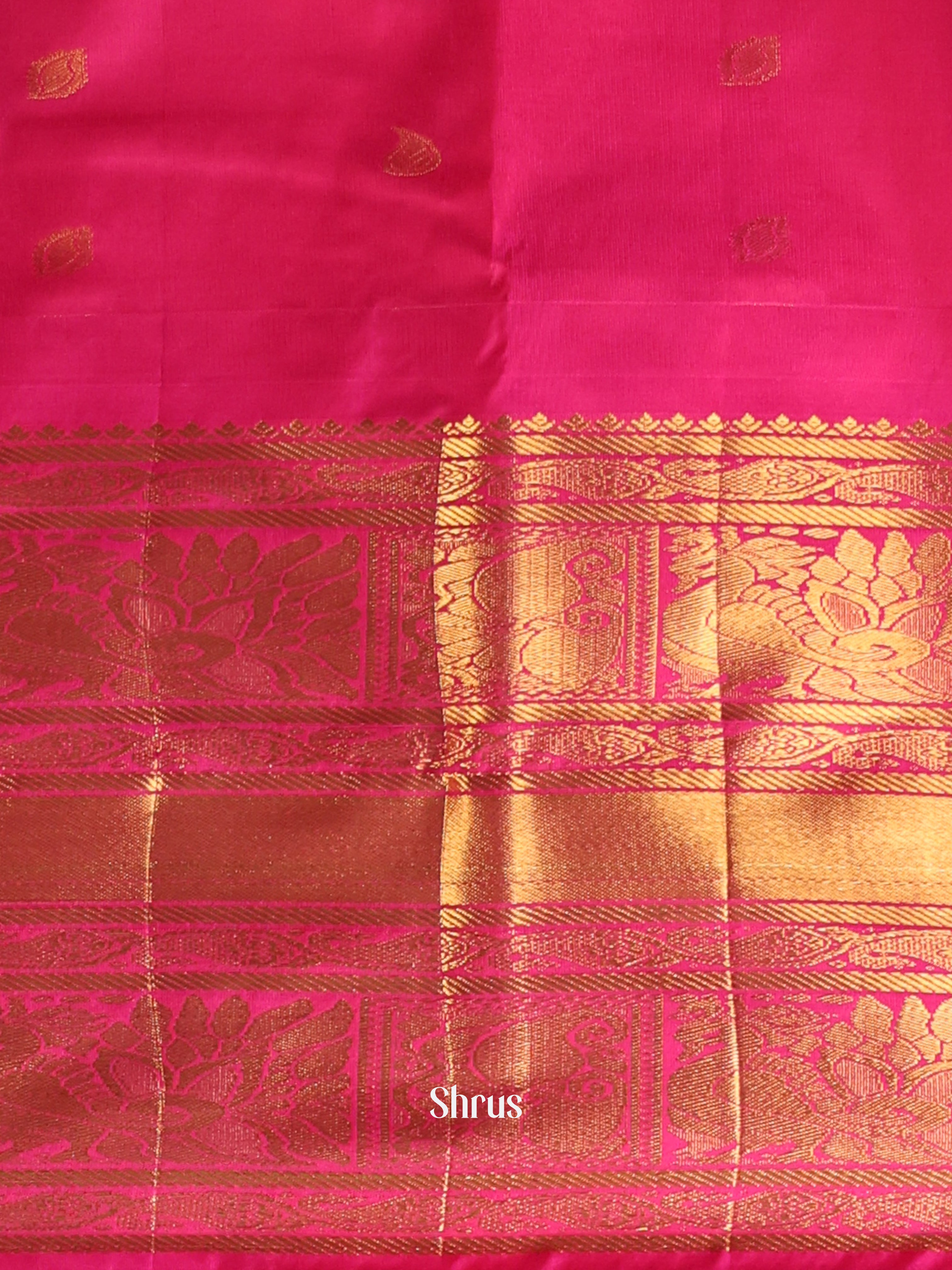 Lite Pink & Pink- Gadwal halfpure Saree