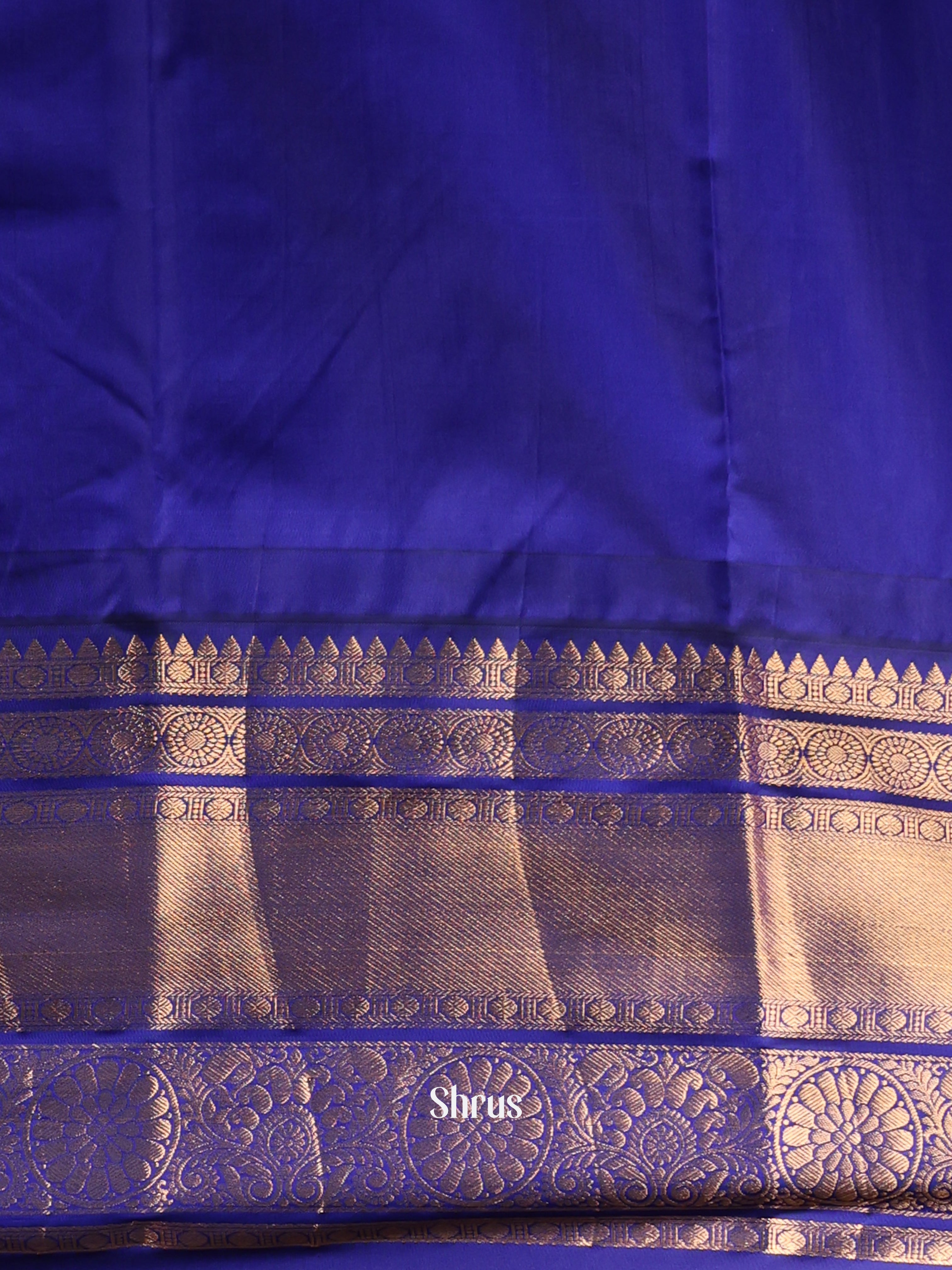 Purple & Blue - Gadwal halfpure Saree