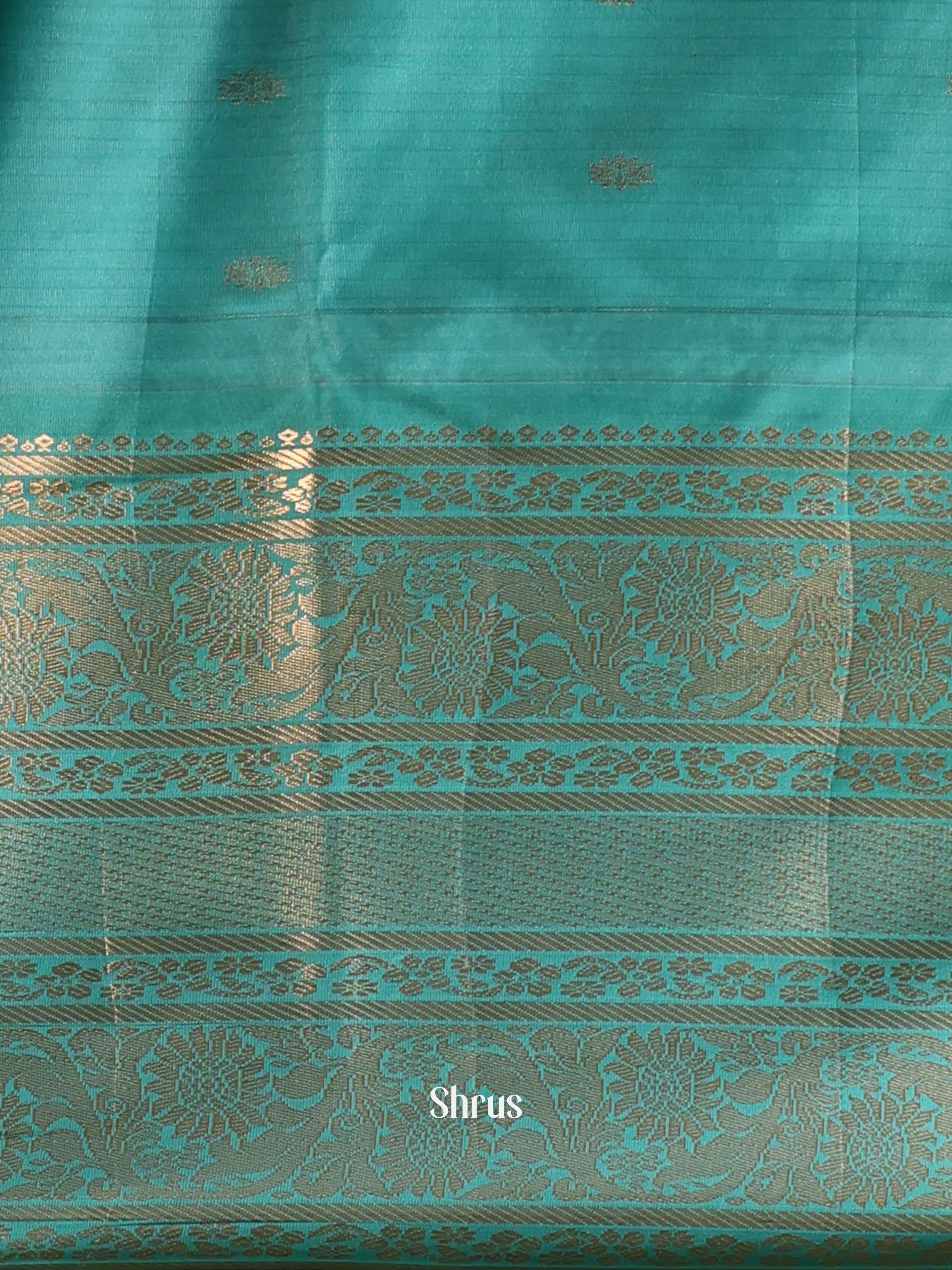 Brown & Teal - Gadwal halfpure Saree